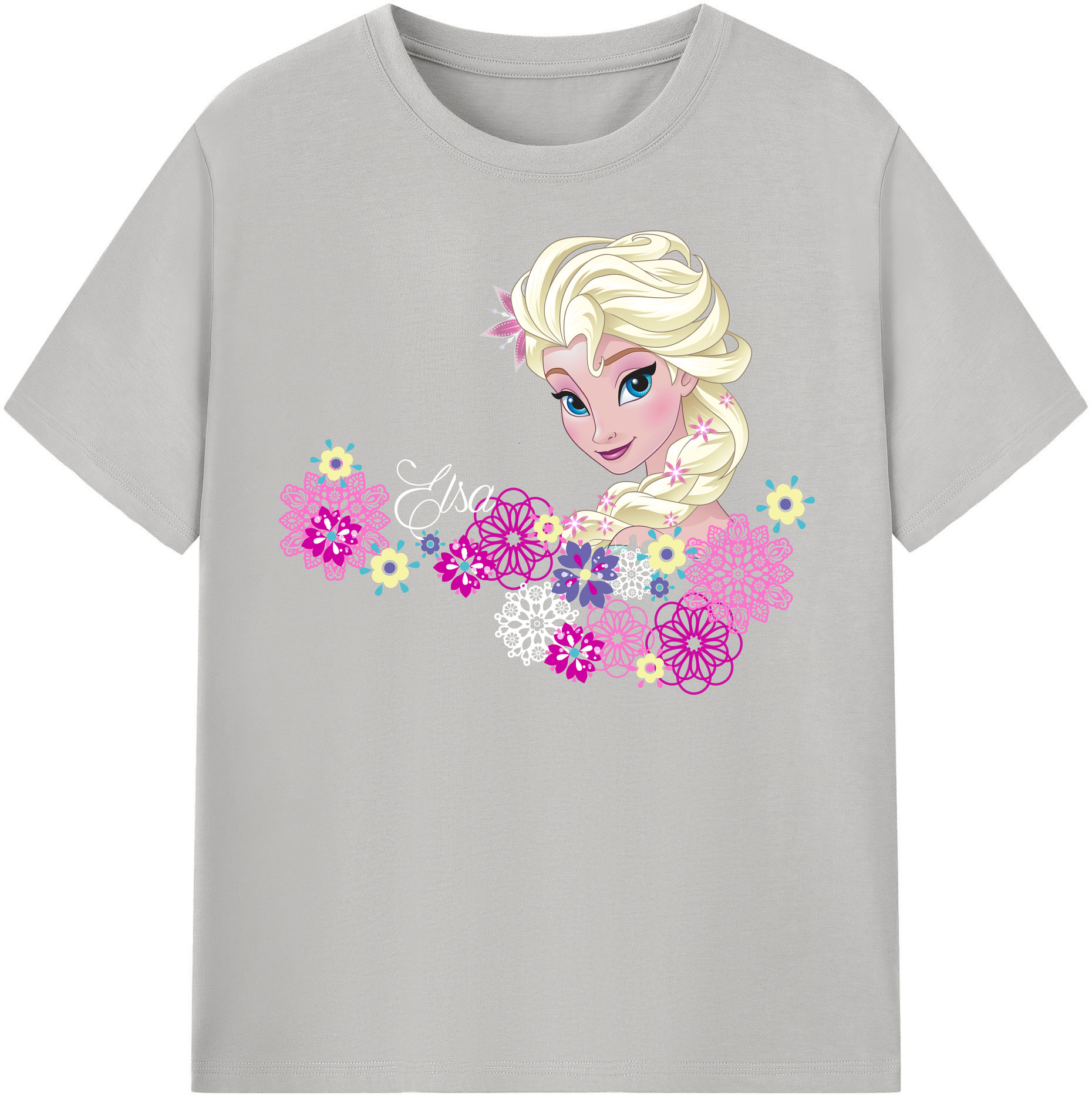 （画像用） アナと雪の女王 アンナ エルサ Frozen Anna Elsa レディースカジュアルプリントTシャツ（綿100％）