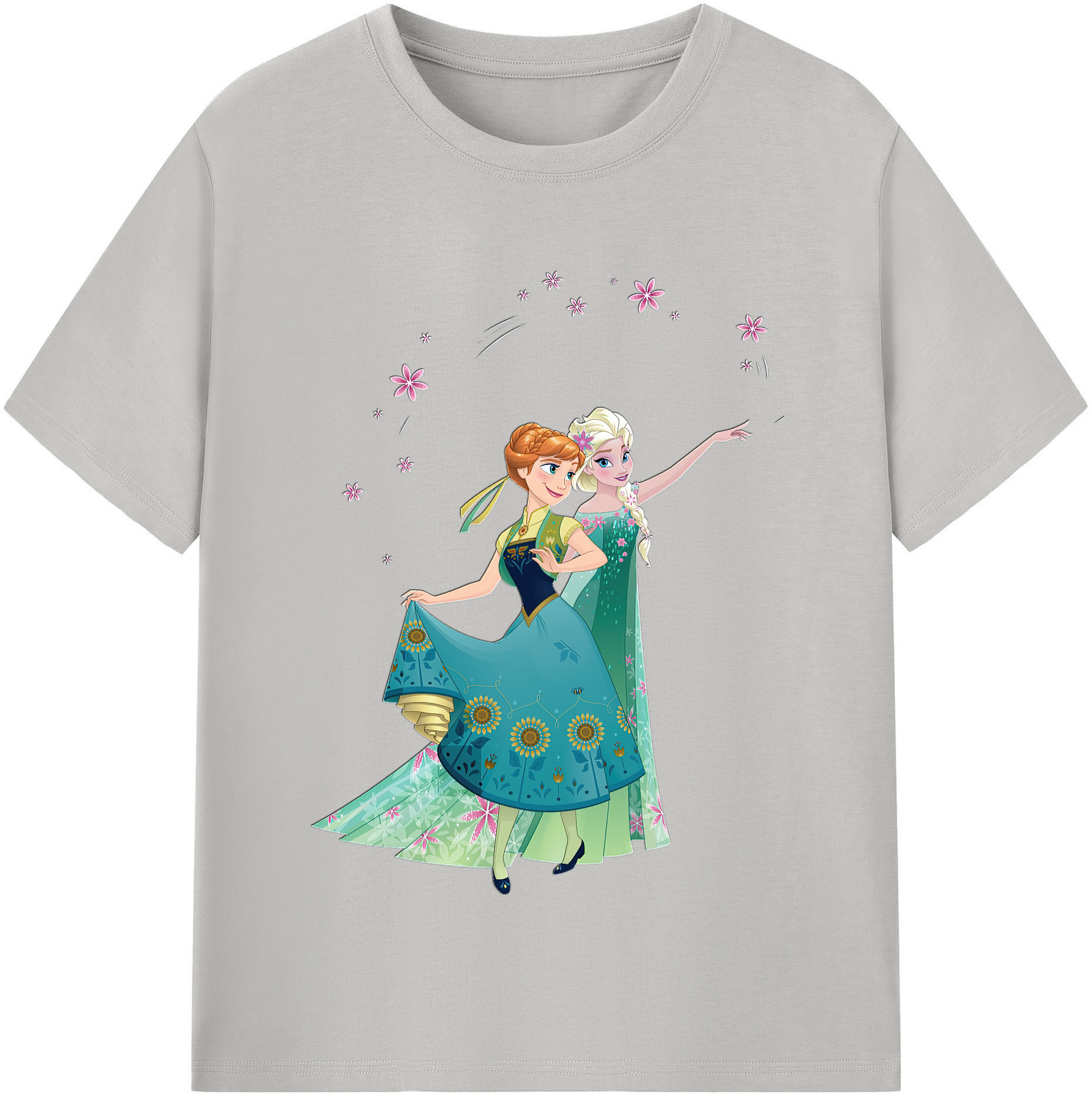 （画像用） アナと雪の女王 アンナ エルサ Frozen Anna Elsa レディースカジュアルプリントTシャツ（綿100％）