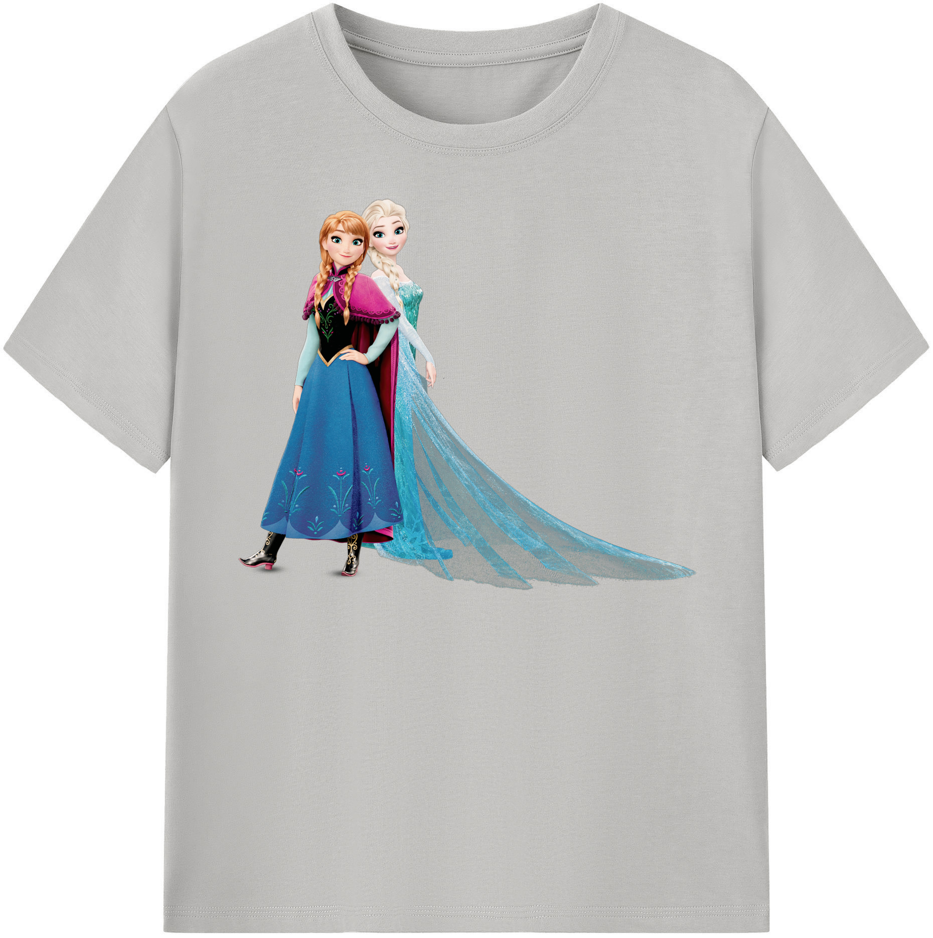 （画像用） アナと雪の女王 アンナ エルサ Frozen Anna Elsa レディースカジュアルプリントTシャツ（綿100％）
