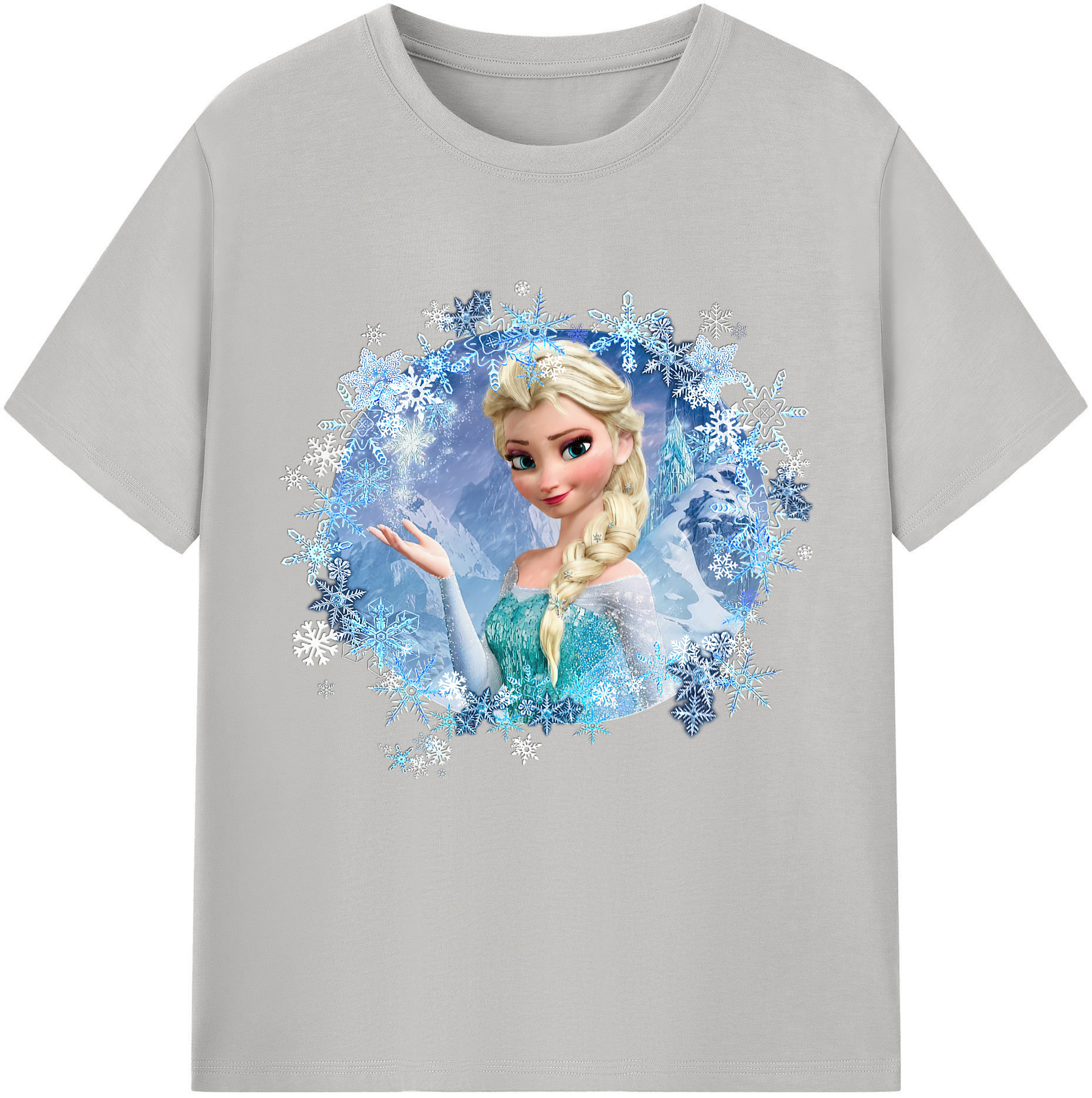 （画像用） アナと雪の女王 アンナ エルサ Frozen Anna Elsa レディースカジュアルプリントTシャツ（綿100％）