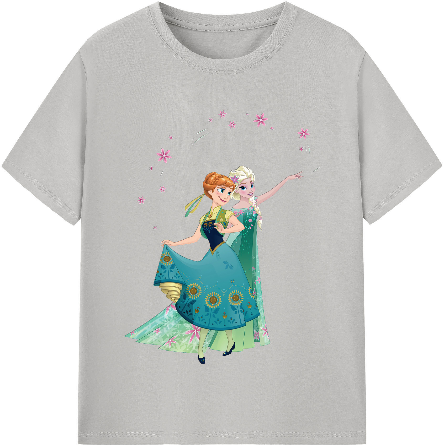 （画像用） アナと雪の女王 アンナ エルサ Frozen Anna Elsa レディースカジュアルプリントTシャツ（綿100％）