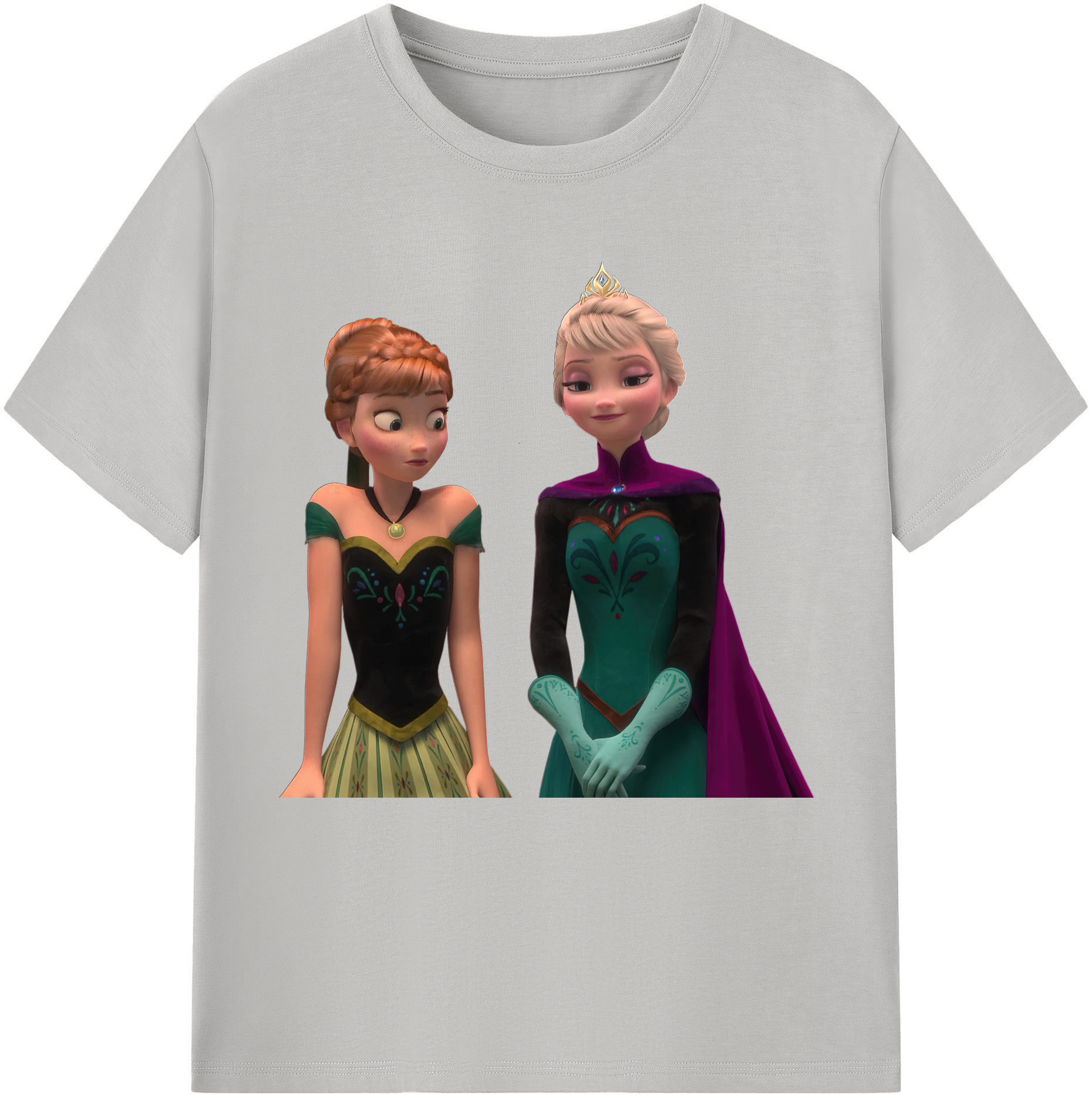 （画像用） アナと雪の女王 アンナ エルサ Frozen Anna Elsa レディースカジュアルプリントTシャツ（綿100％）