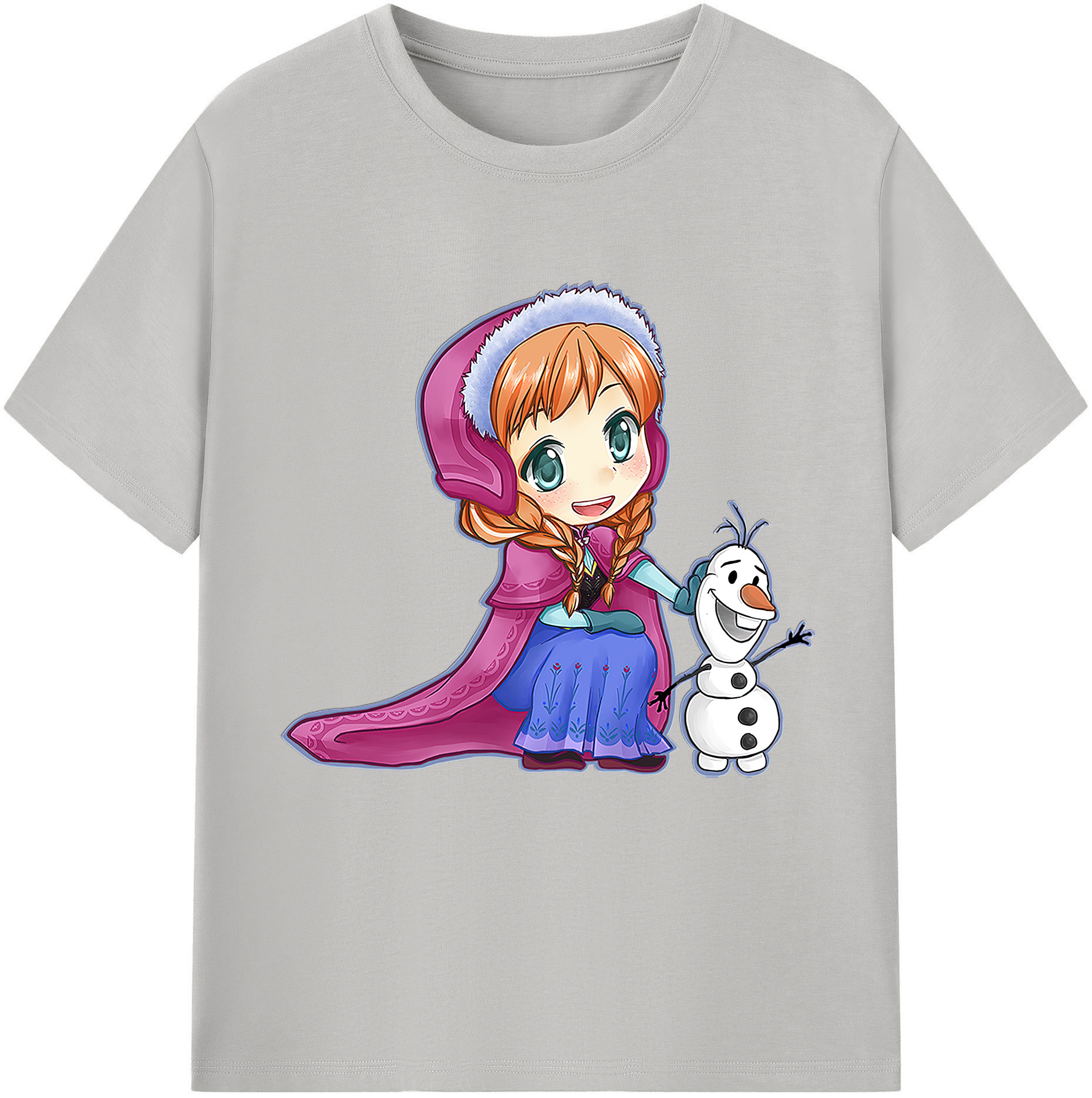 （画像用） アナと雪の女王 アンナ エルサ Frozen Anna Elsa レディースカジュアルプリントTシャツ（綿100％）
