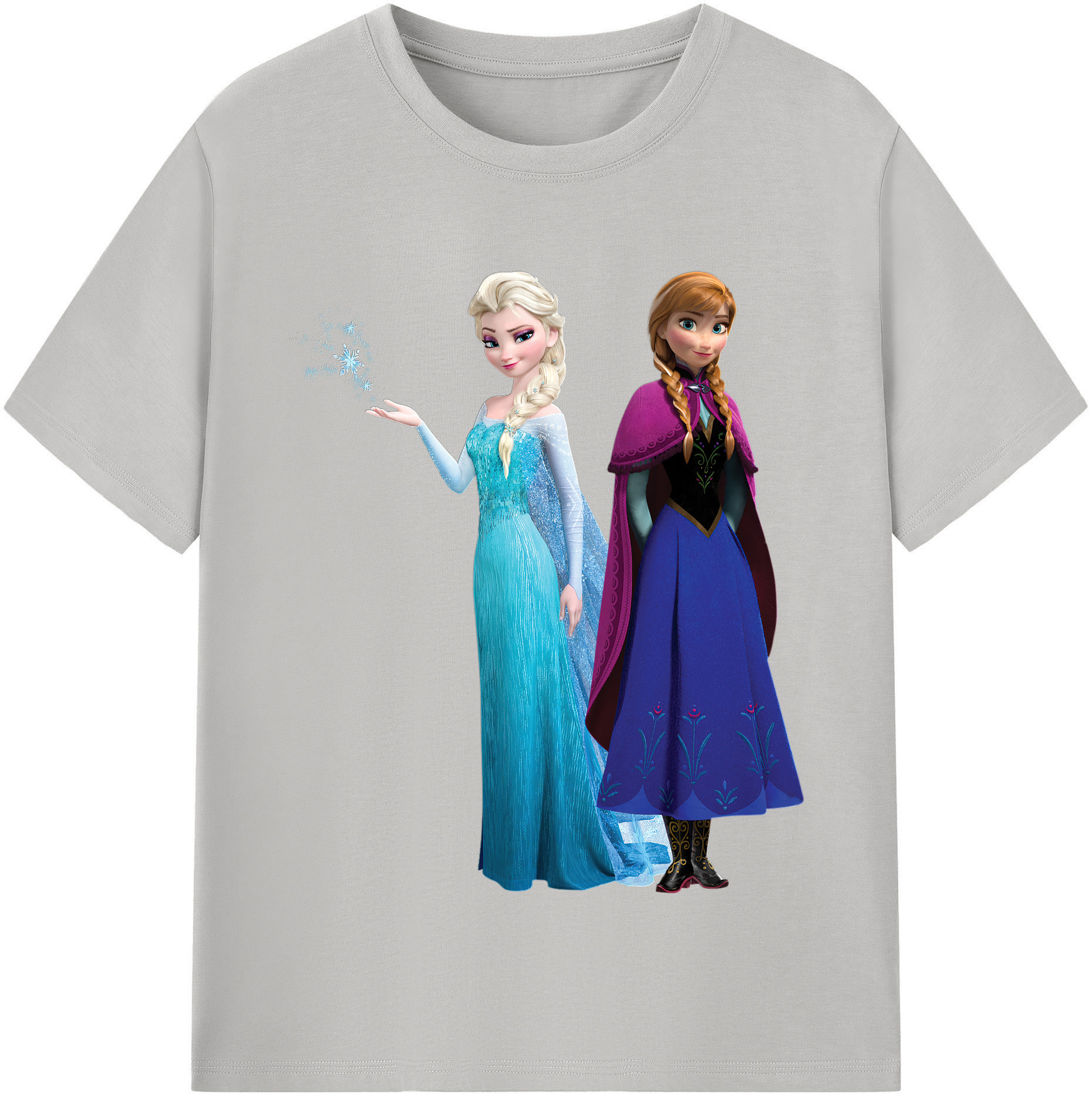 （画像用） アナと雪の女王 アンナ エルサ Frozen Anna Elsa レディースカジュアルプリントTシャツ（綿100％）