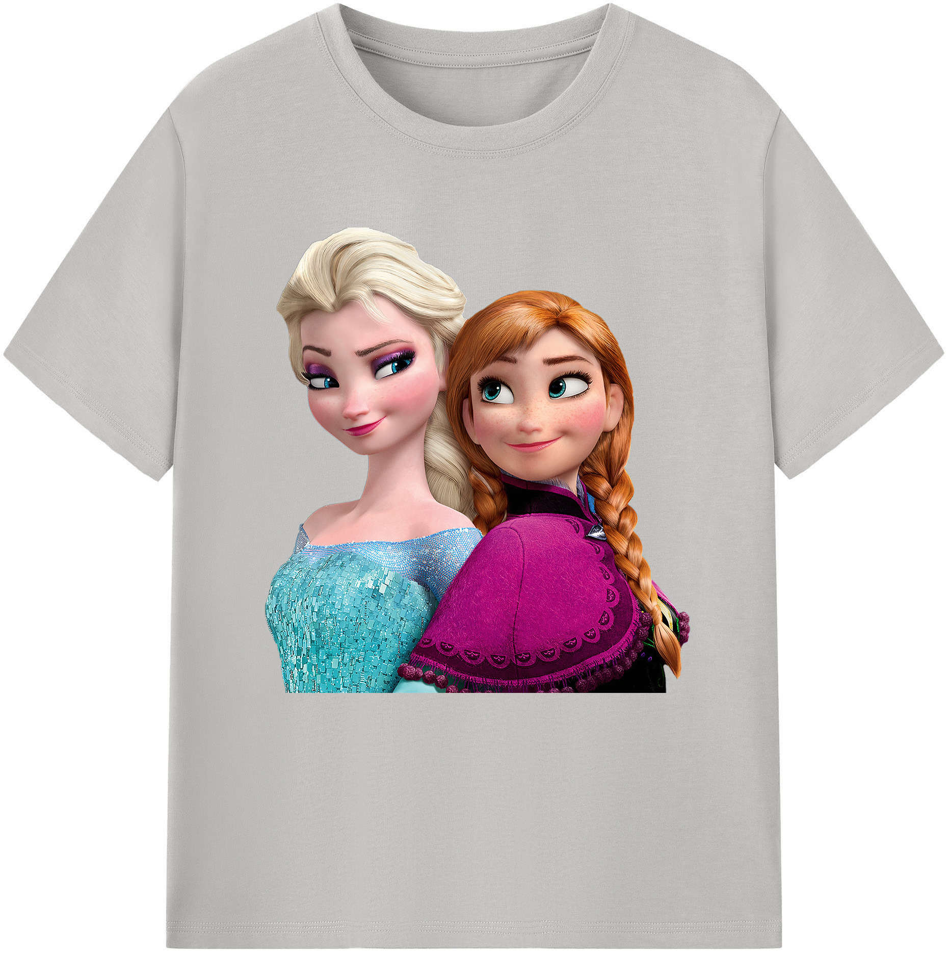 （画像用） アナと雪の女王 アンナ エルサ Frozen Anna Elsa レディースカジュアルプリントTシャツ（綿100％）