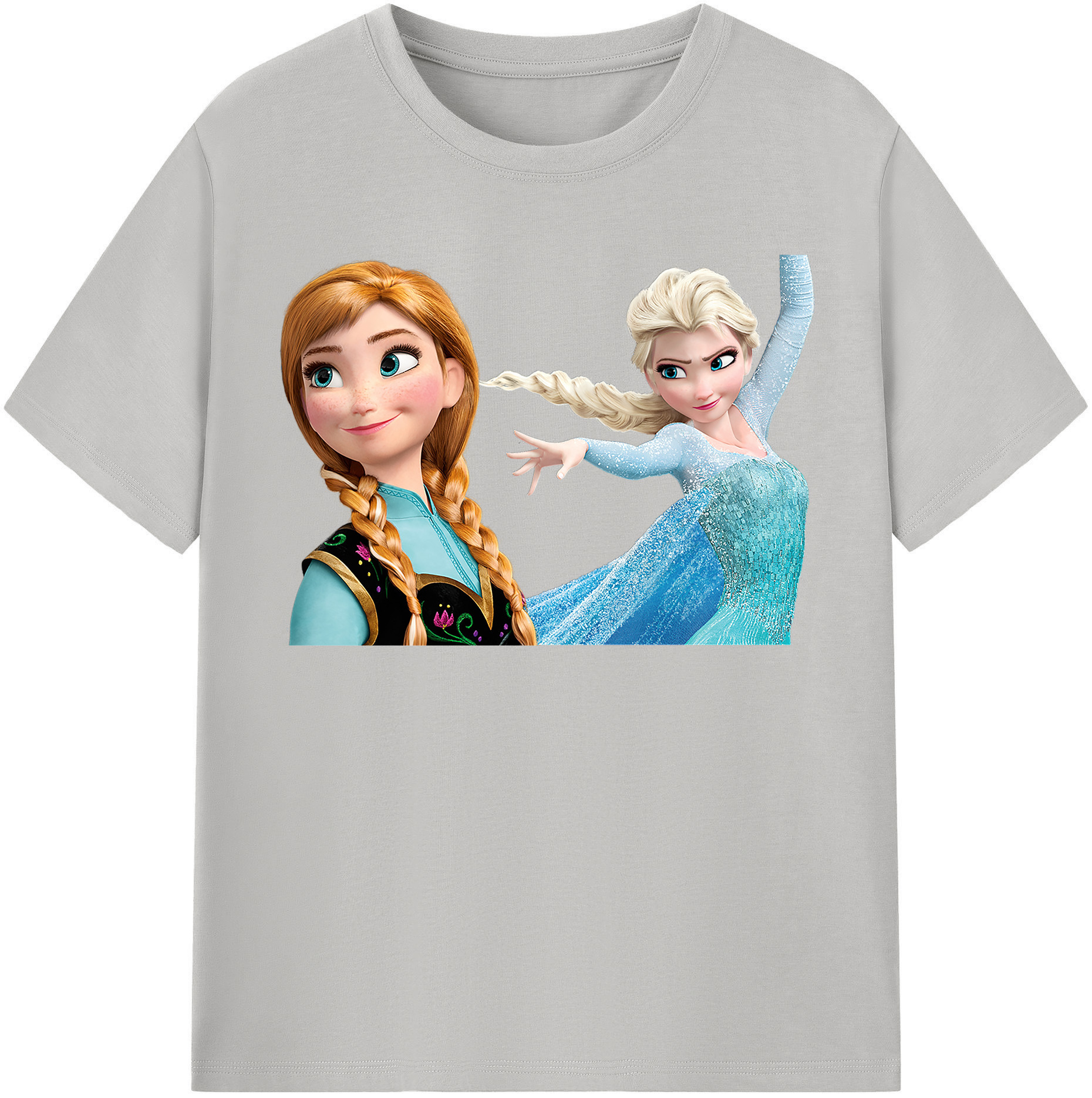 （画像用） アナと雪の女王 アンナ エルサ Frozen Anna Elsa レディースカジュアルプリントTシャツ（綿100％）