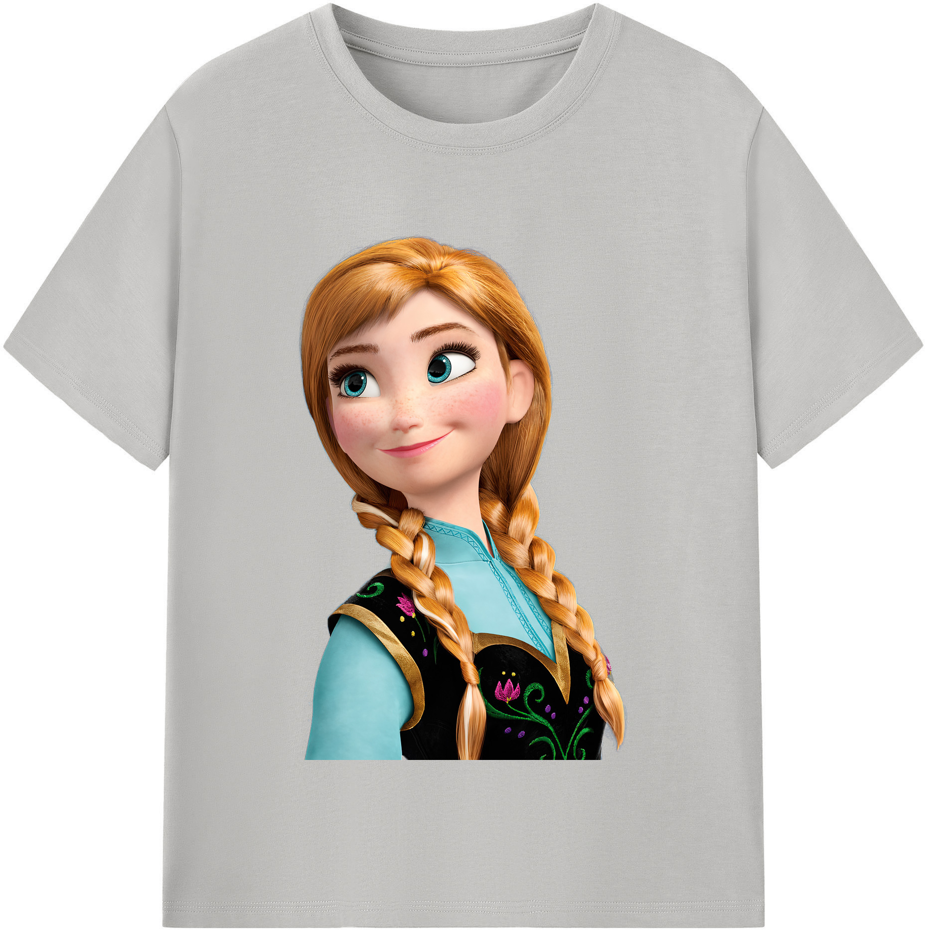 （画像用） アナと雪の女王 アンナ エルサ Frozen Anna Elsa レディースカジュアルプリントTシャツ（綿100％）