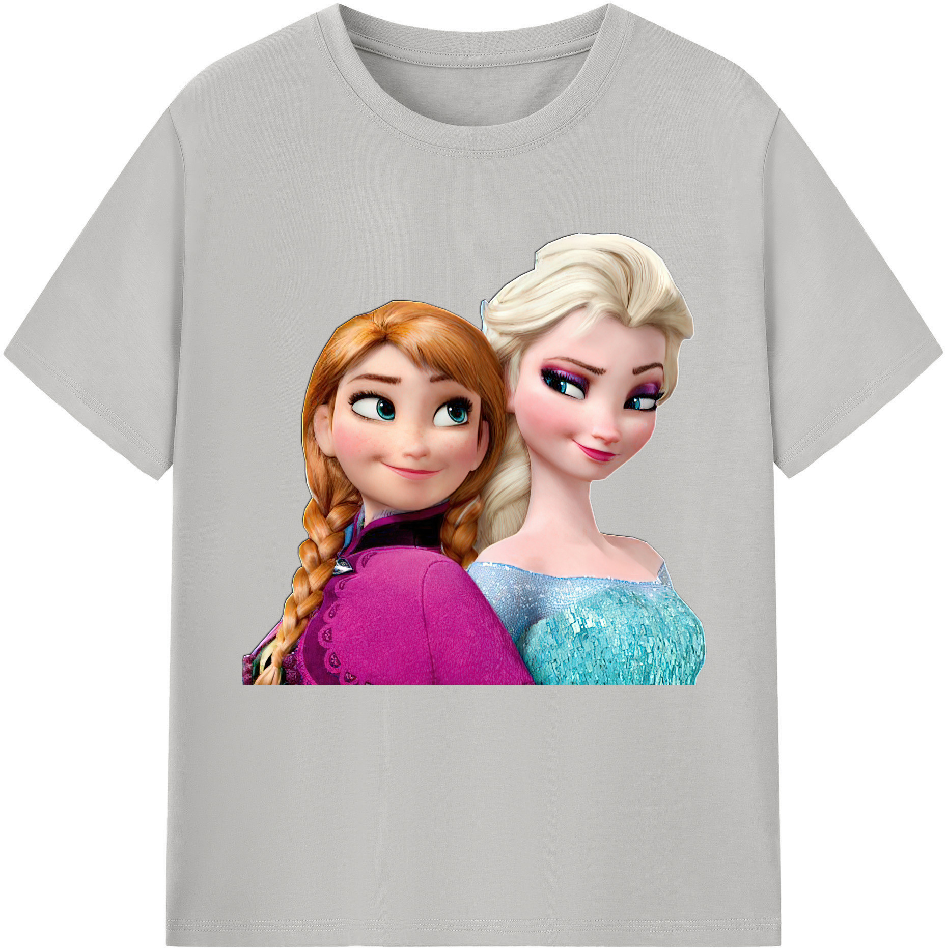 （画像用） アナと雪の女王 アンナ エルサ Frozen Anna Elsa レディースカジュアルプリントTシャツ（綿100％）