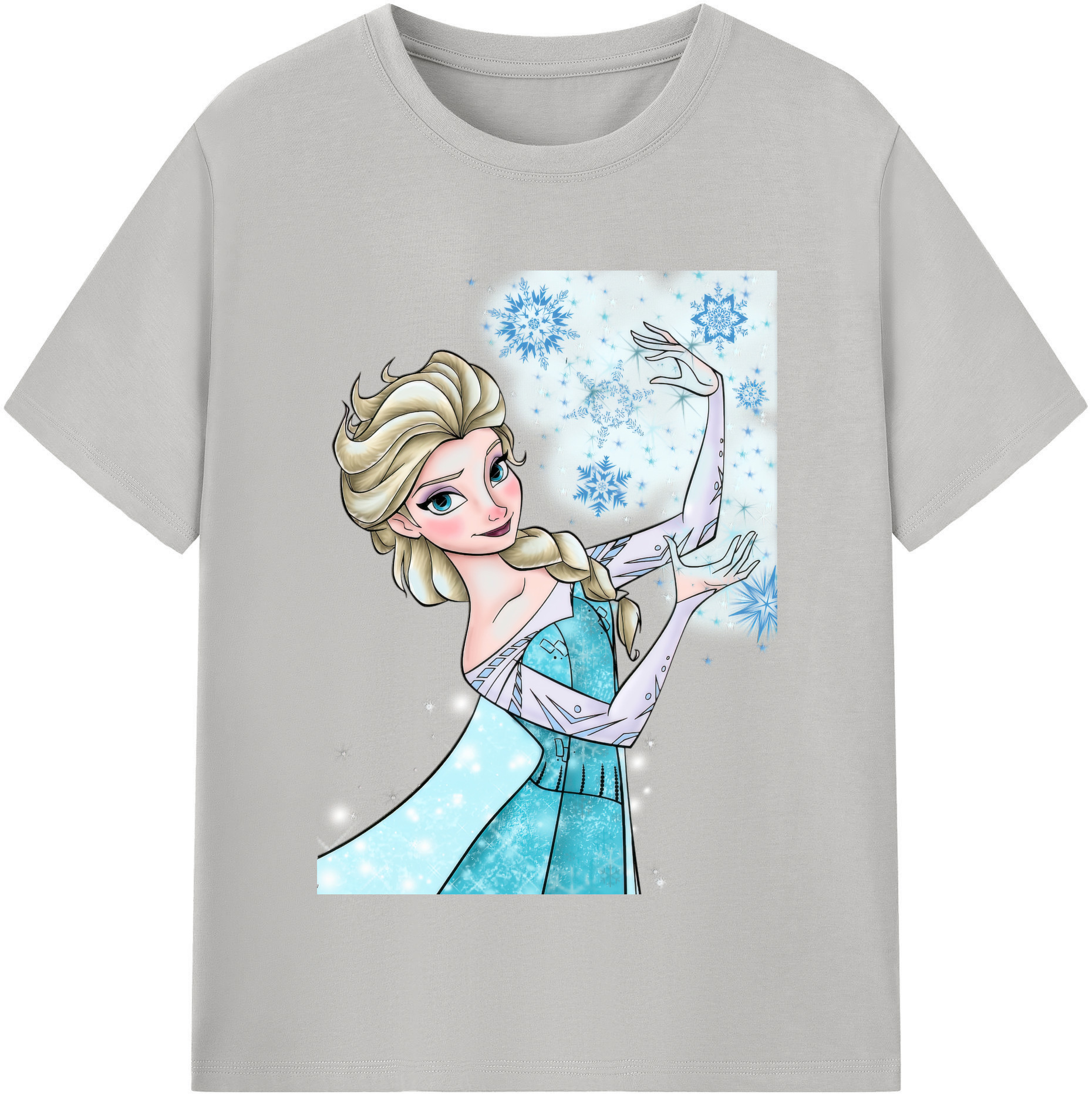（画像用） アナと雪の女王 アンナ エルサ Frozen Anna Elsa レディースカジュアルプリントTシャツ（綿100％）