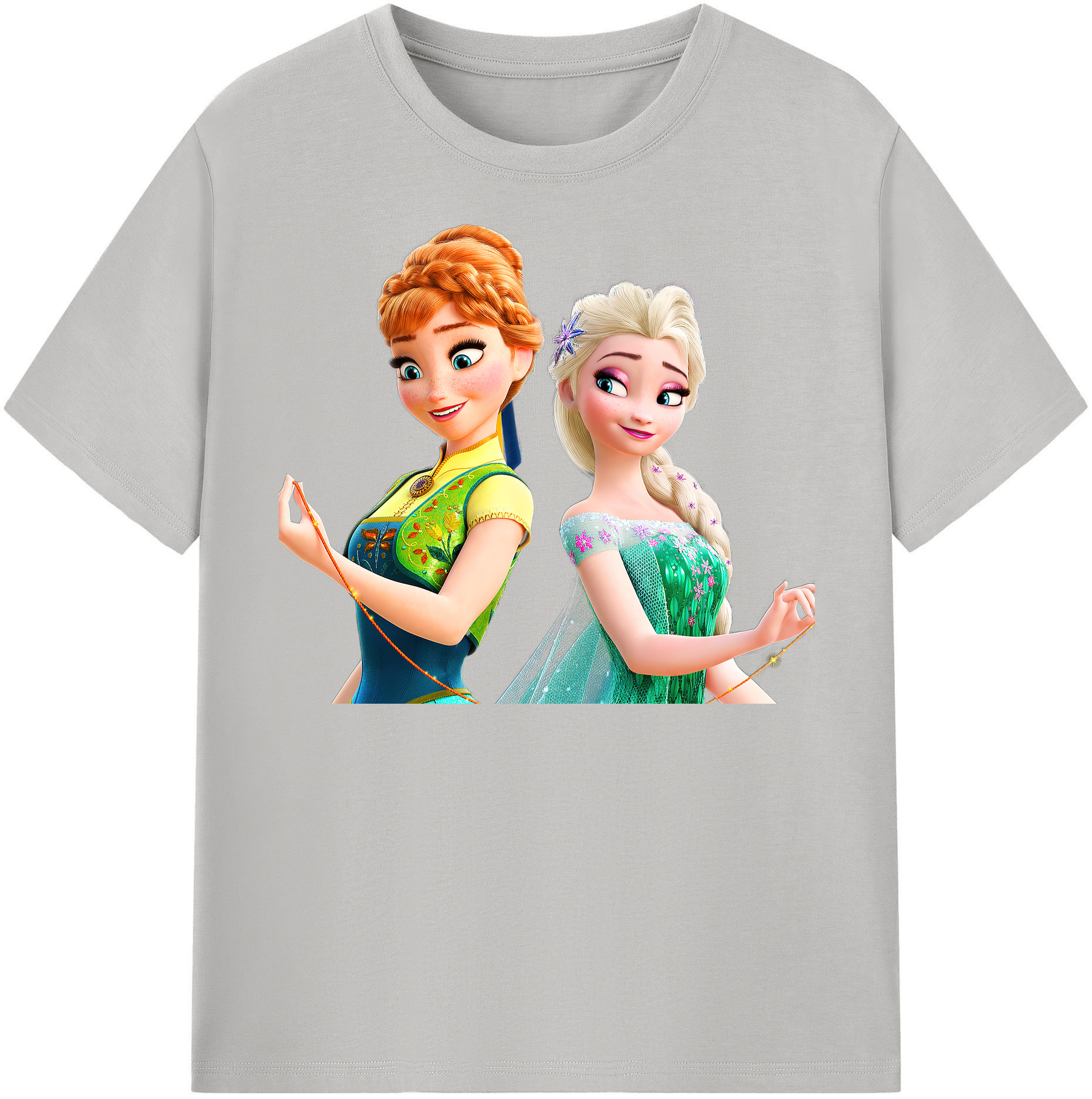 （画像用） アナと雪の女王 アンナ エルサ Frozen Anna Elsa レディースカジュアルプリントTシャツ（綿100％）