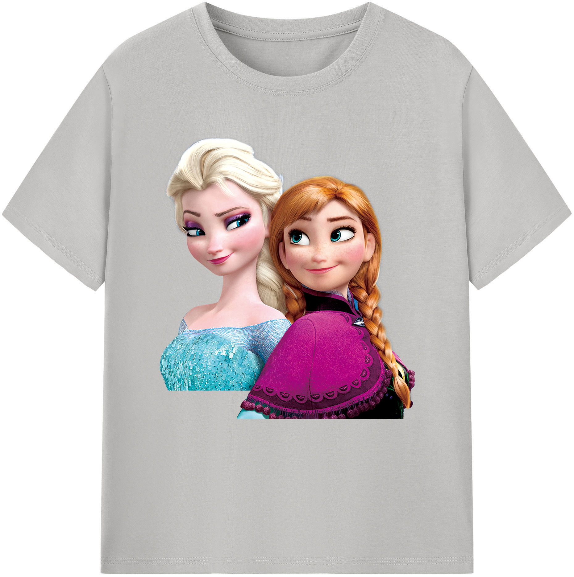 （画像用） アナと雪の女王 アンナ エルサ Frozen Anna Elsa レディースカジュアルプリントTシャツ（綿100％）