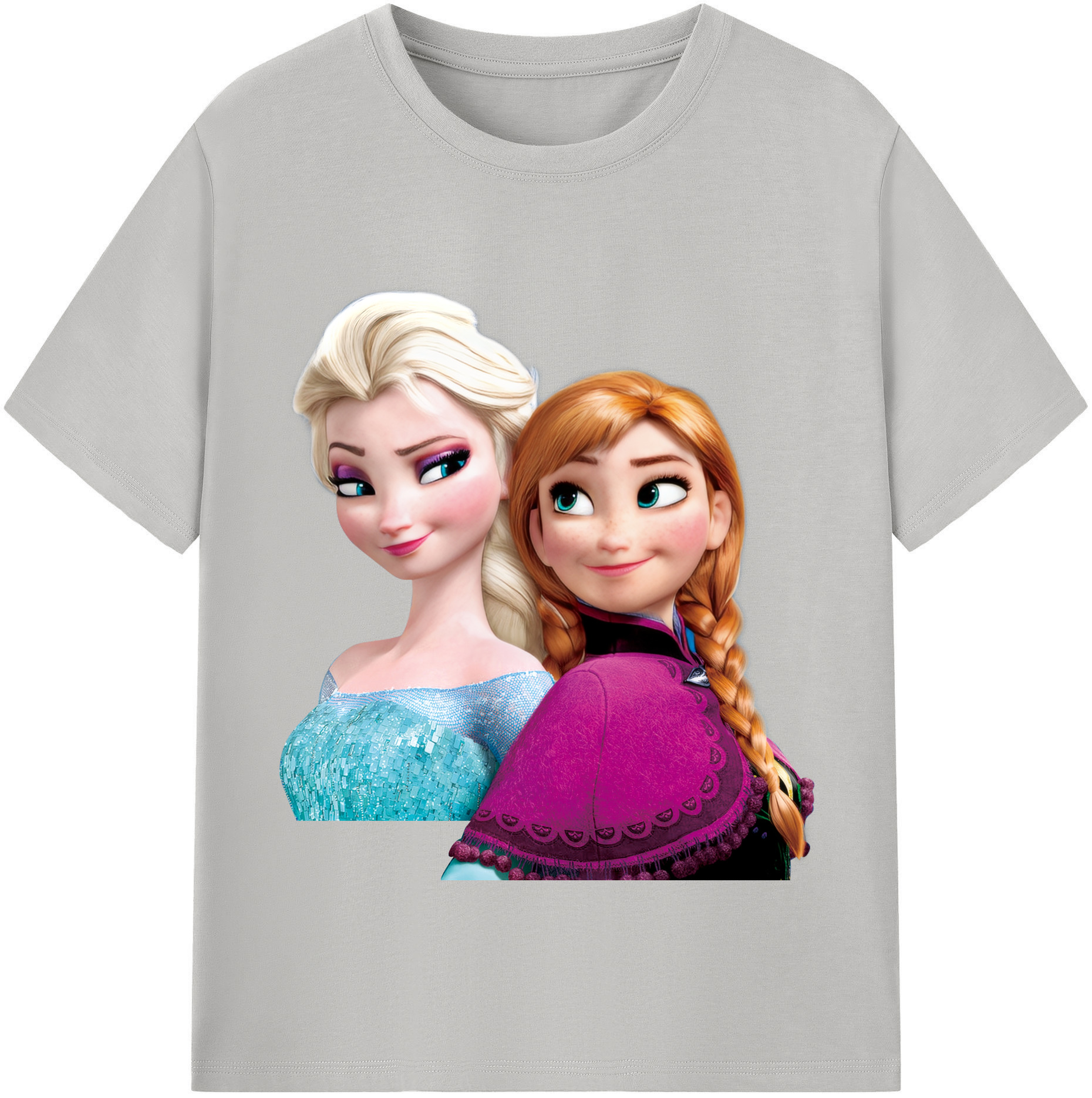 （画像用） アナと雪の女王 アンナ エルサ Frozen Anna Elsa レディースカジュアルプリントTシャツ（綿100％）