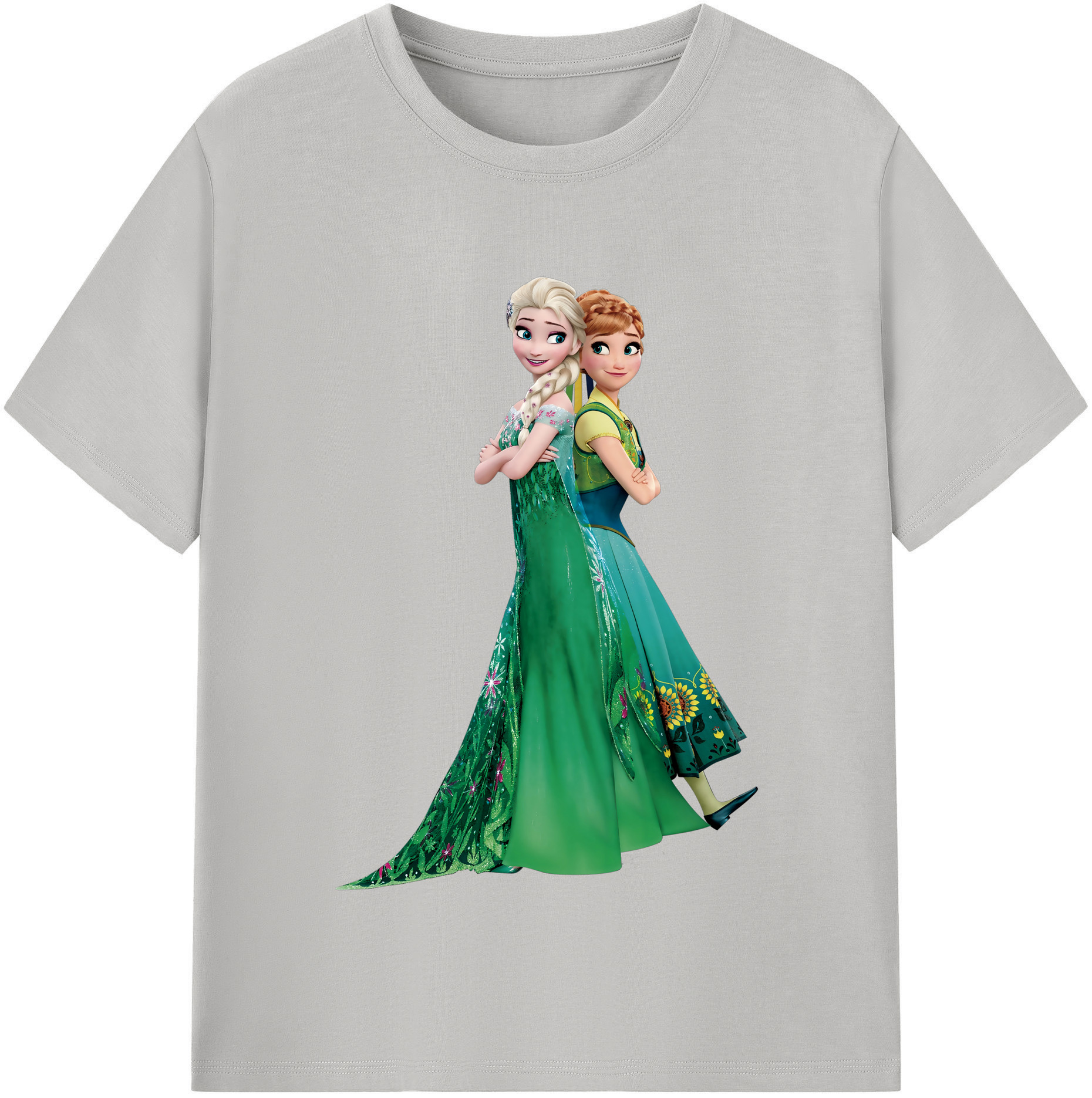 （画像用） アナと雪の女王 アンナ エルサ Frozen Anna Elsa レディースカジュアルプリントTシャツ（綿100％）