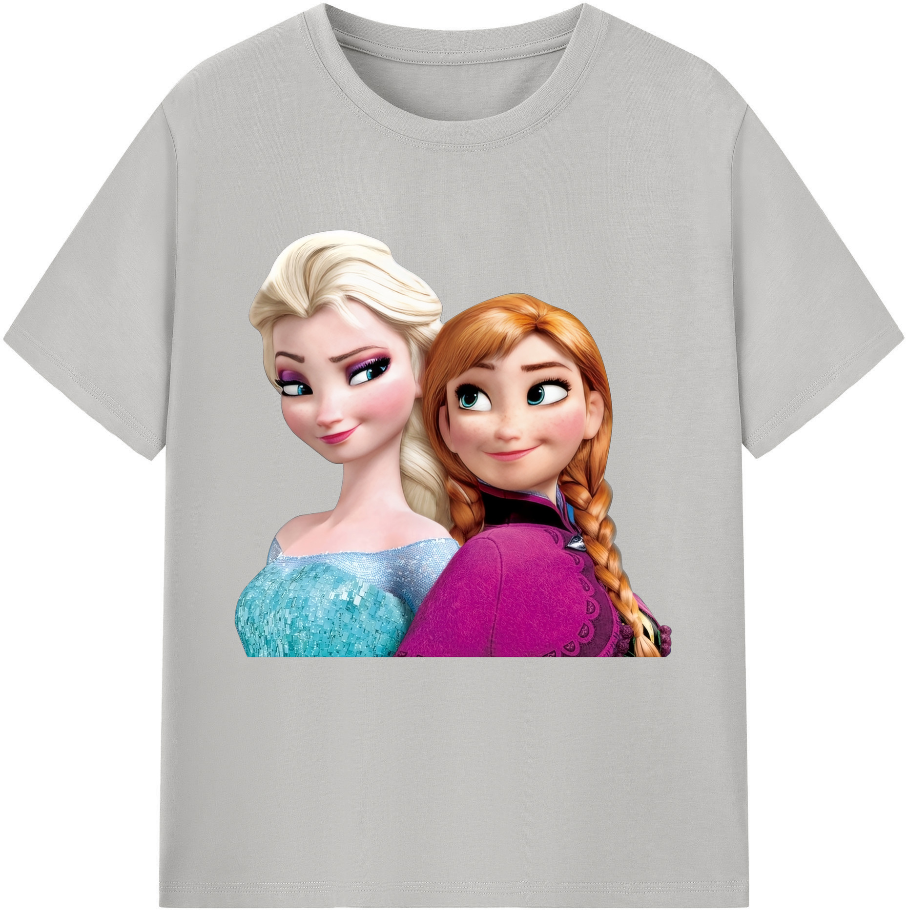 （画像用） アナと雪の女王 アンナ エルサ Frozen Anna Elsa レディースカジュアルプリントTシャツ（綿100％）
