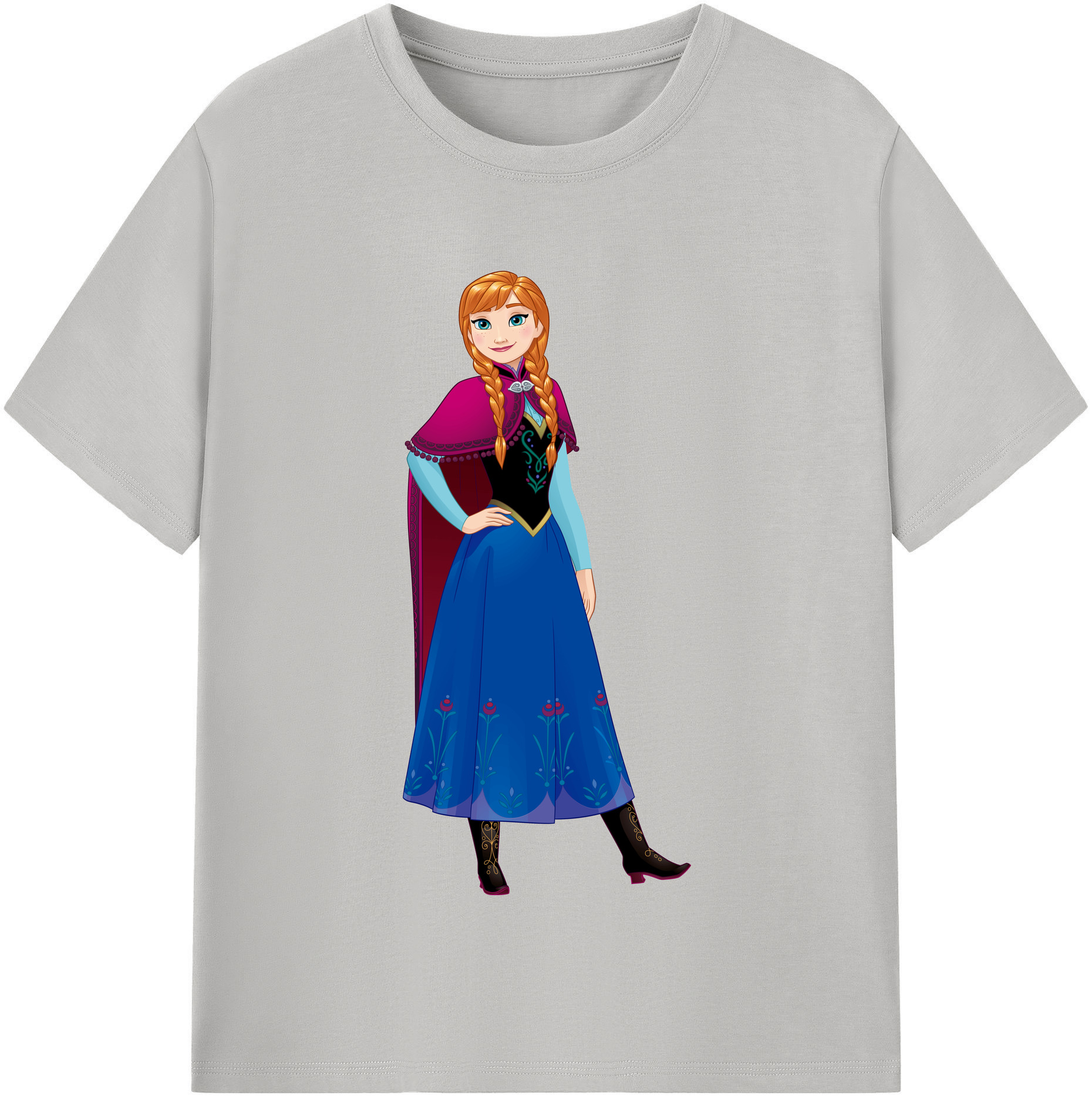 （画像用） アナと雪の女王 アンナ エルサ Frozen Anna Elsa レディースカジュアルプリントTシャツ（綿100％）
