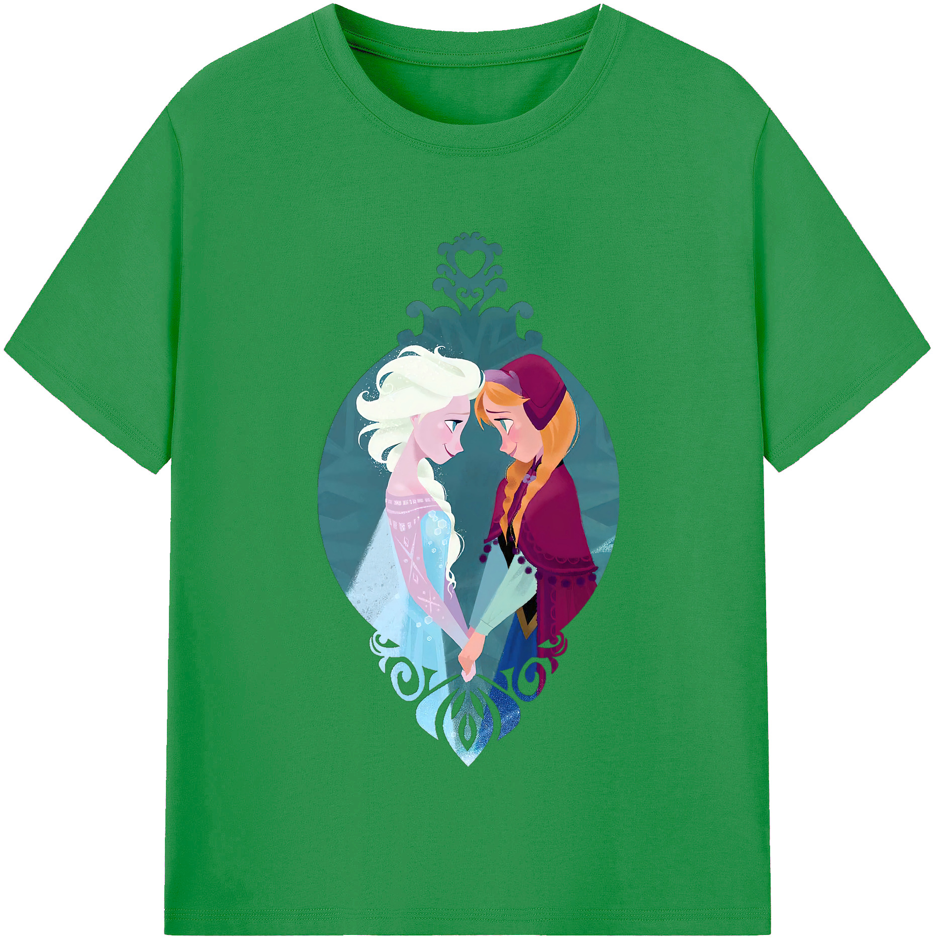 （画像用） アナと雪の女王 アンナ エルサ Frozen Anna Elsa レディースカジュアルプリントTシャツ（綿100％）
