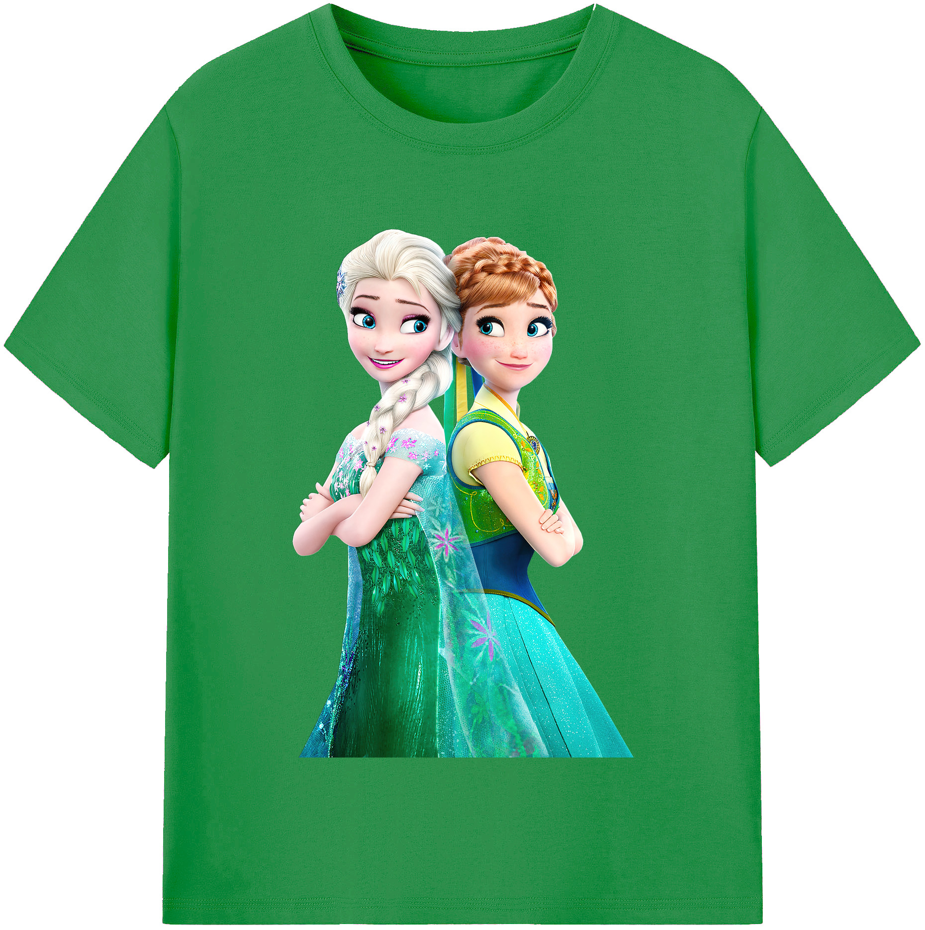（画像用） アナと雪の女王 アンナ エルサ Frozen Anna Elsa レディースカジュアルプリントTシャツ（綿100％）