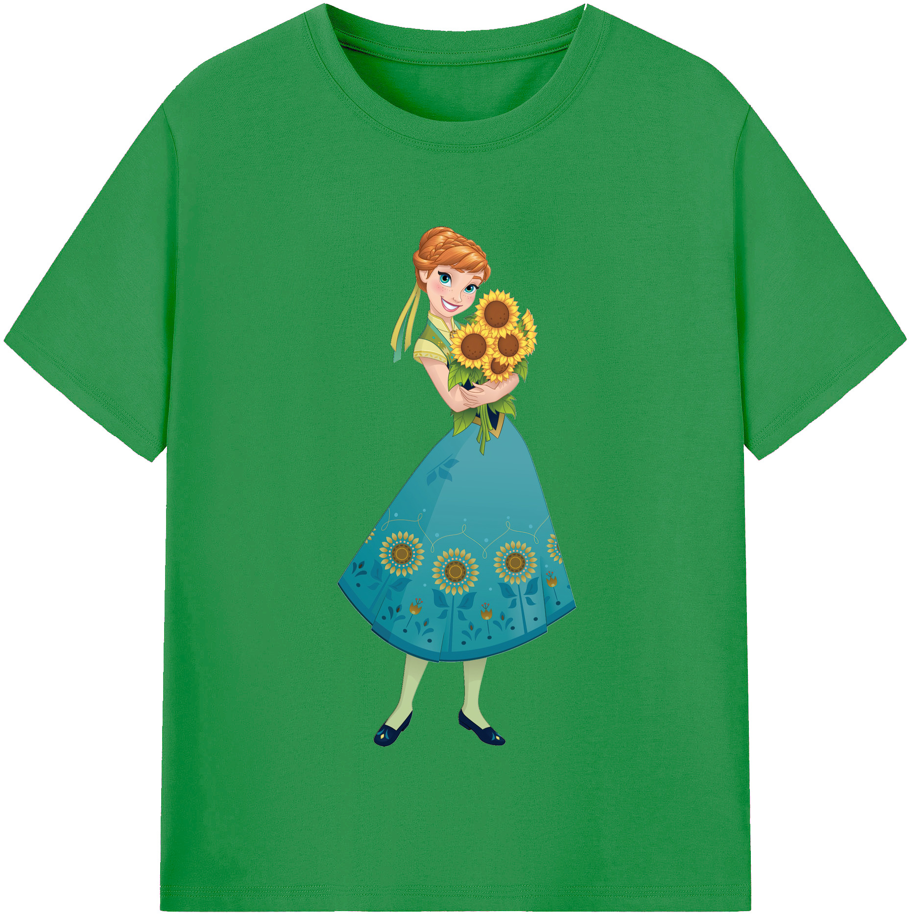 （画像用） アナと雪の女王 アンナ エルサ Frozen Anna Elsa レディースカジュアルプリントTシャツ（綿100％）