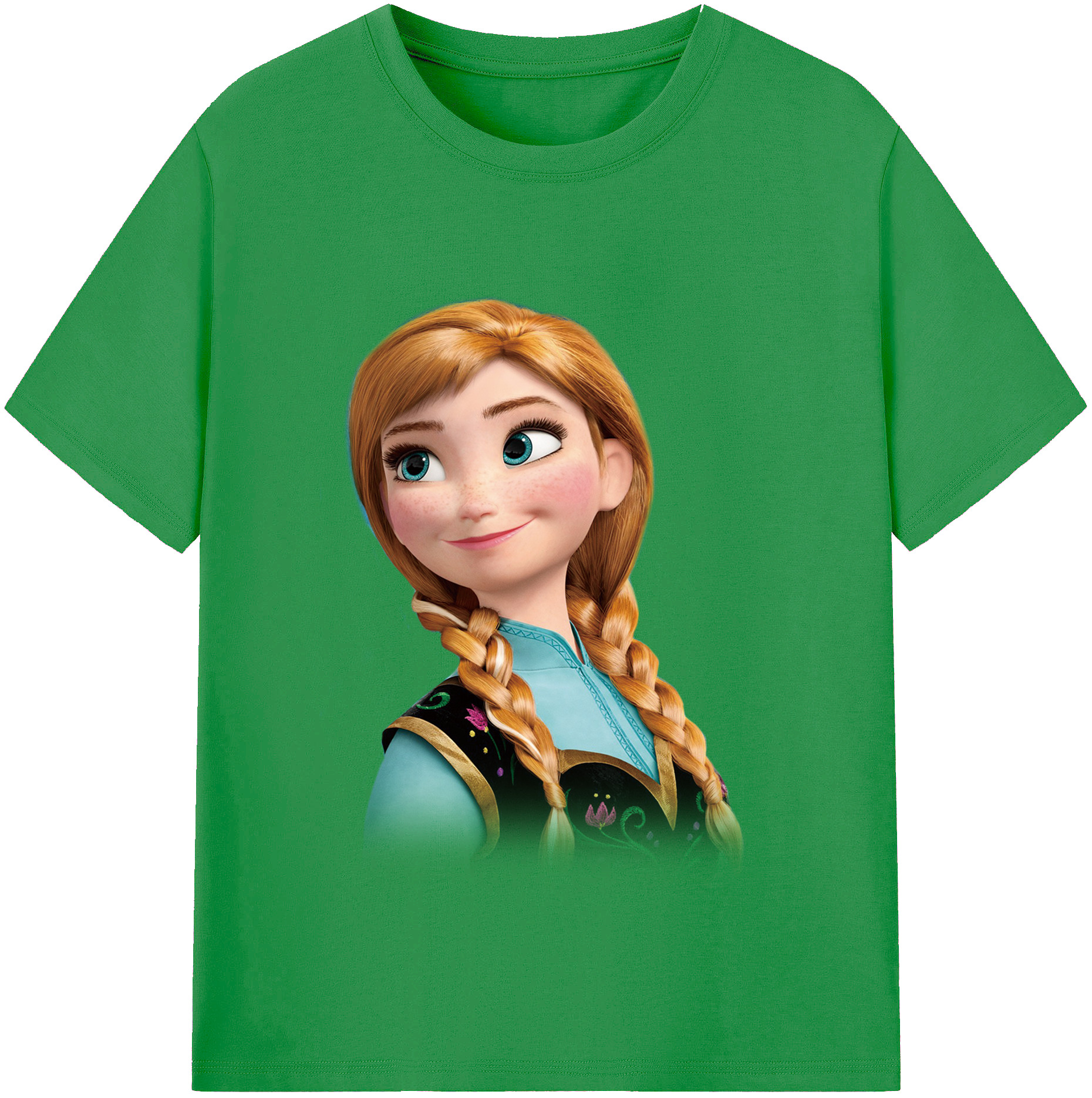 （画像用） アナと雪の女王 アンナ エルサ Frozen Anna Elsa レディースカジュアルプリントTシャツ（綿100％）