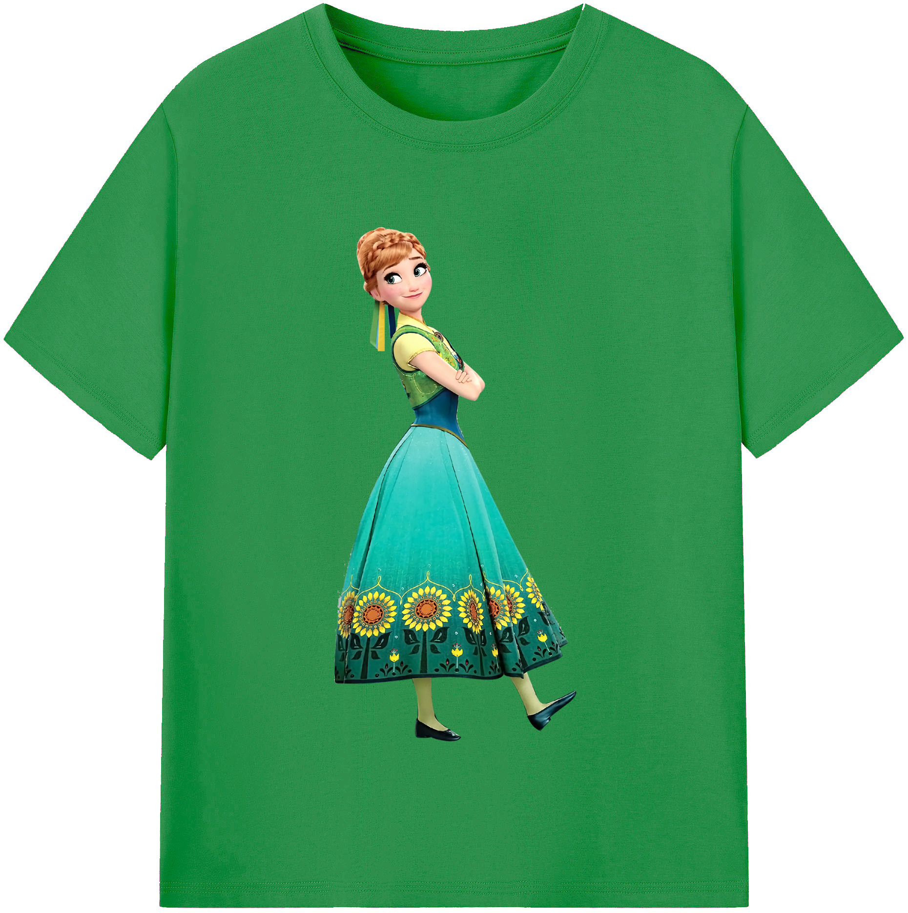 （画像用） アナと雪の女王 アンナ エルサ Frozen Anna Elsa レディースカジュアルプリントTシャツ（綿100％）
