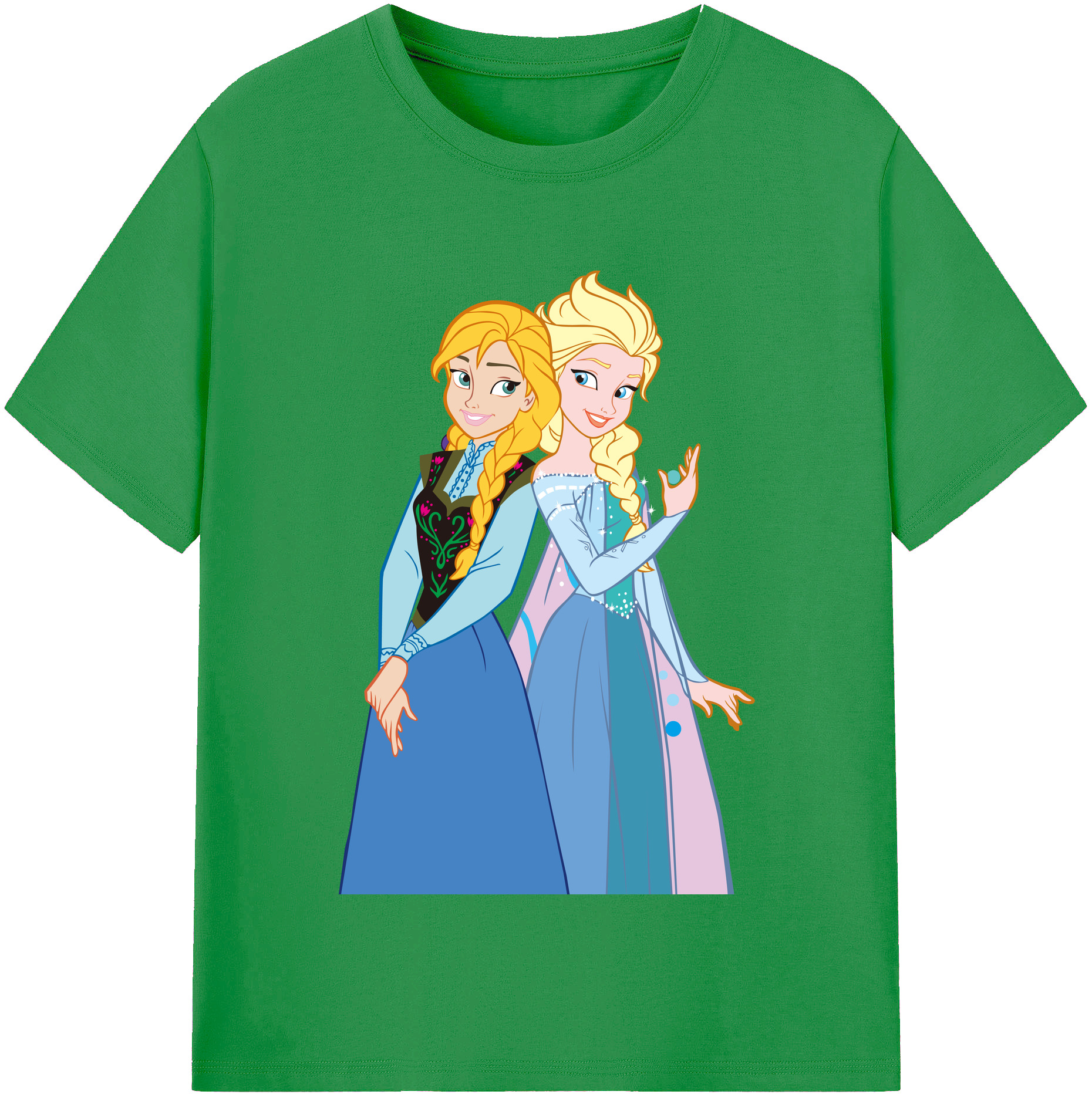 （画像用） アナと雪の女王 アンナ エルサ Frozen Anna Elsa レディースカジュアルプリントTシャツ（綿100％）