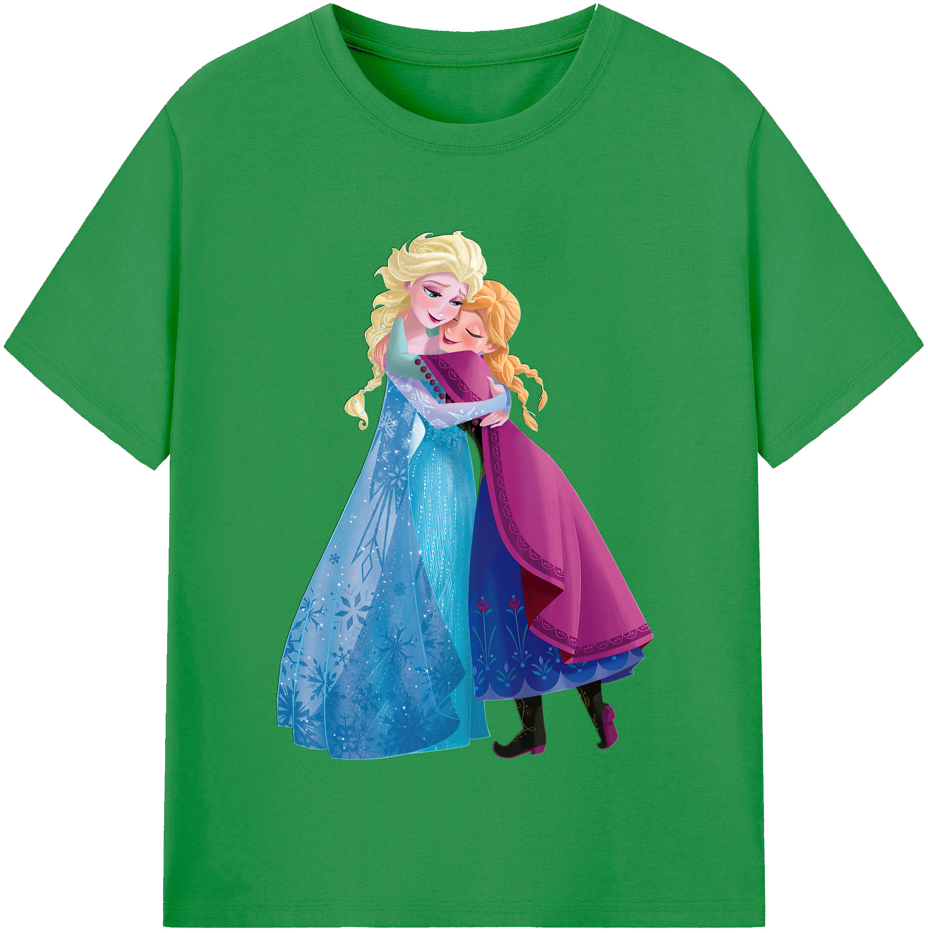 （画像用） アナと雪の女王 アンナ エルサ Frozen Anna Elsa レディースカジュアルプリントTシャツ（綿100％）