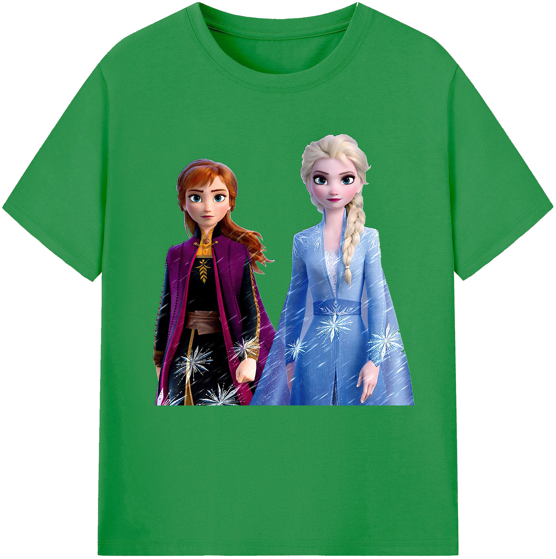 （画像用） アナと雪の女王 アンナ エルサ Frozen Anna Elsa レディースカジュアルプリントTシャツ（綿100％）