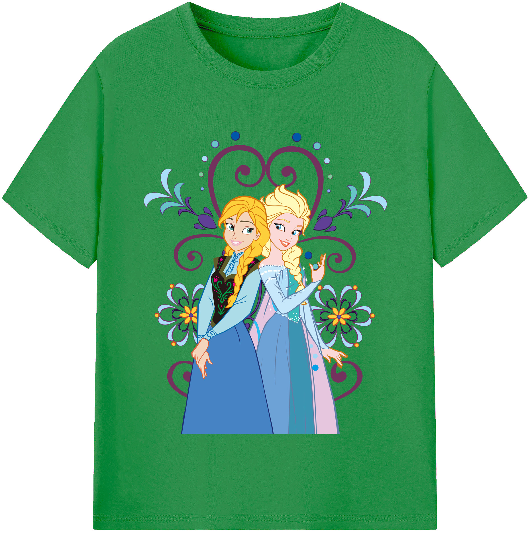 （画像用） アナと雪の女王 アンナ エルサ Frozen Anna Elsa レディースカジュアルプリントTシャツ（綿100％）