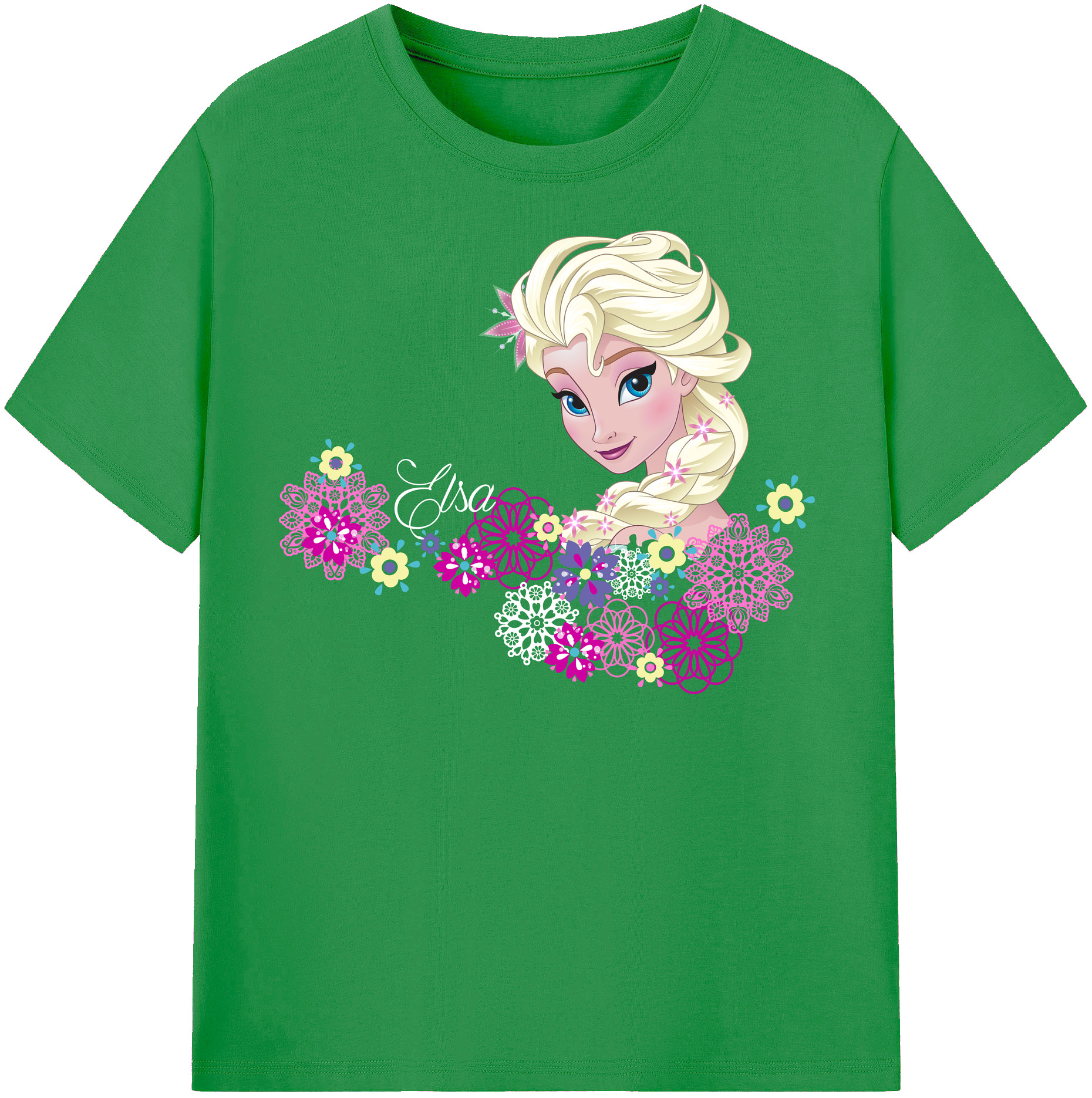 （画像用） アナと雪の女王 アンナ エルサ Frozen Anna Elsa レディースカジュアルプリントTシャツ（綿100％）