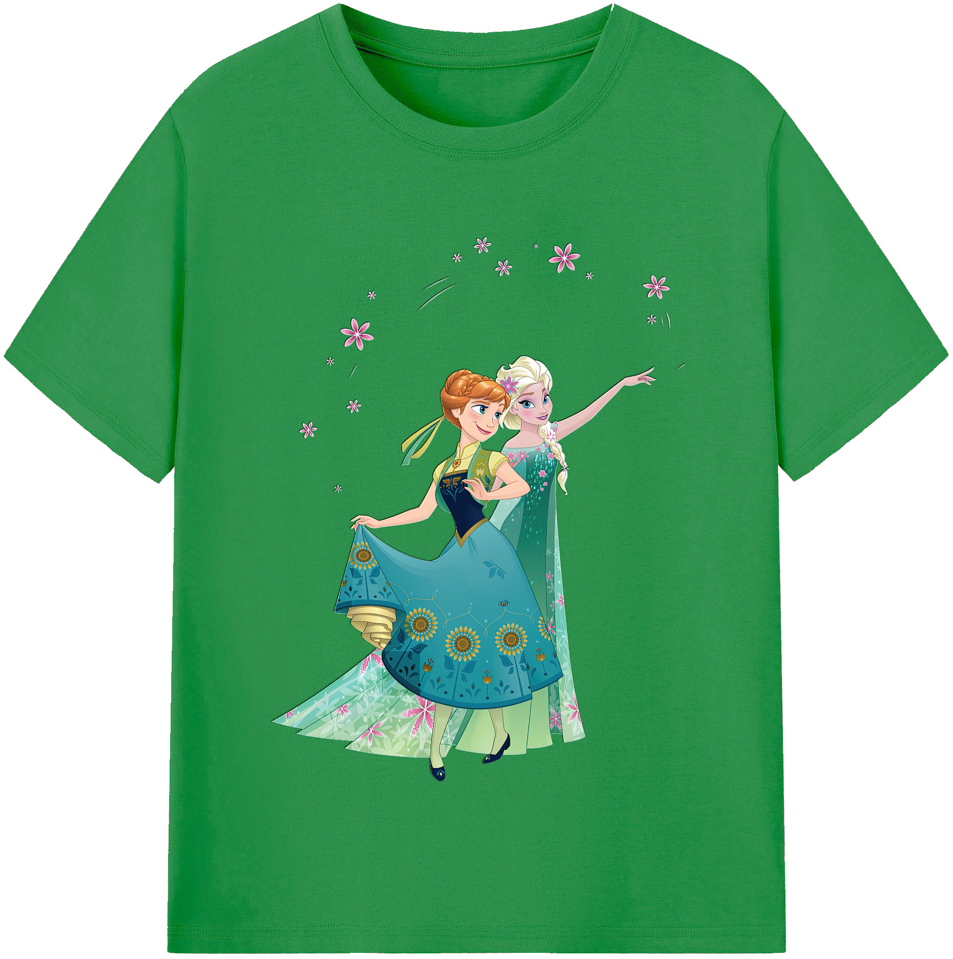 （画像用） アナと雪の女王 アンナ エルサ Frozen Anna Elsa レディースカジュアルプリントTシャツ（綿100％）