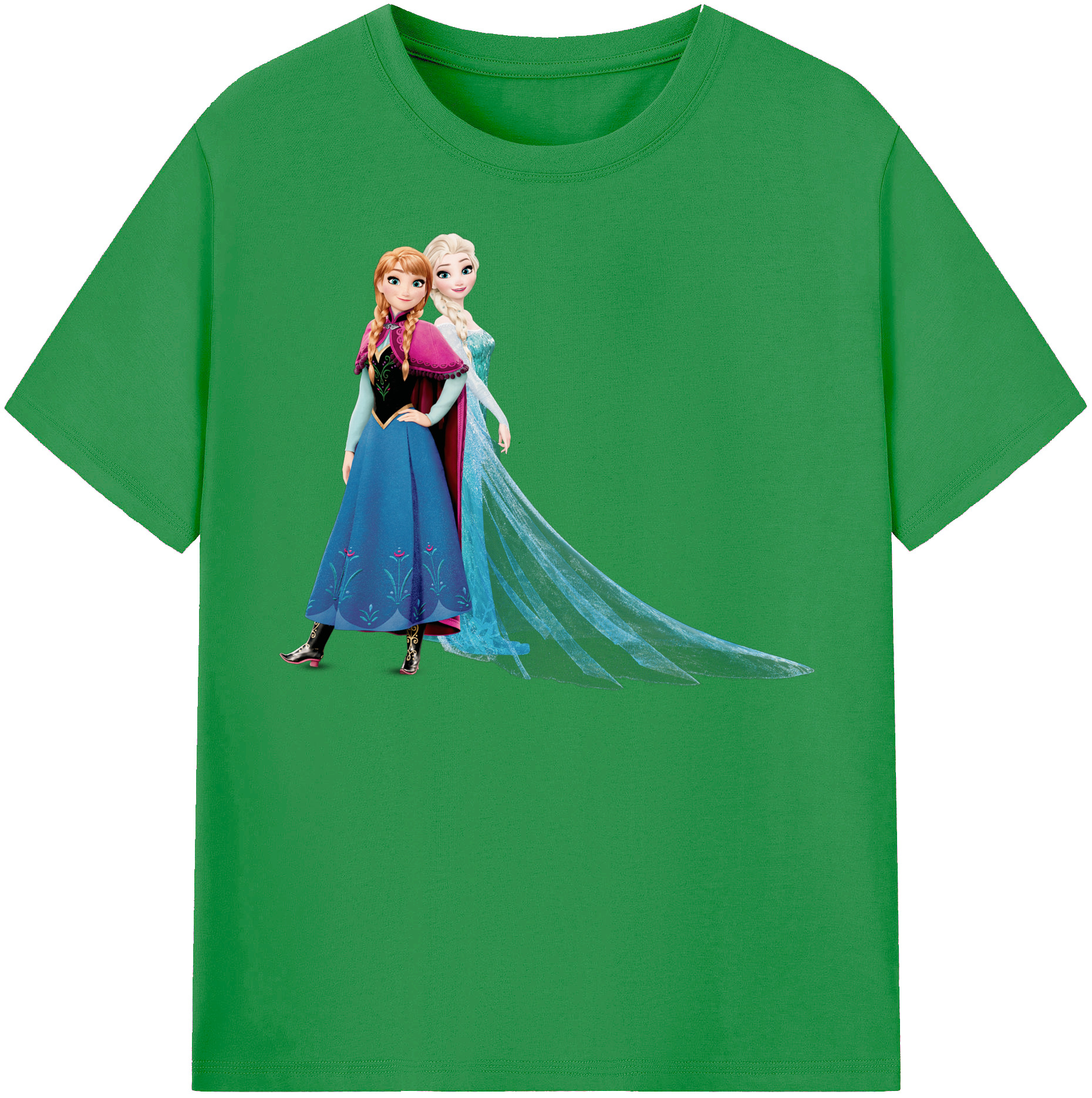 （画像用） アナと雪の女王 アンナ エルサ Frozen Anna Elsa レディースカジュアルプリントTシャツ（綿100％）
