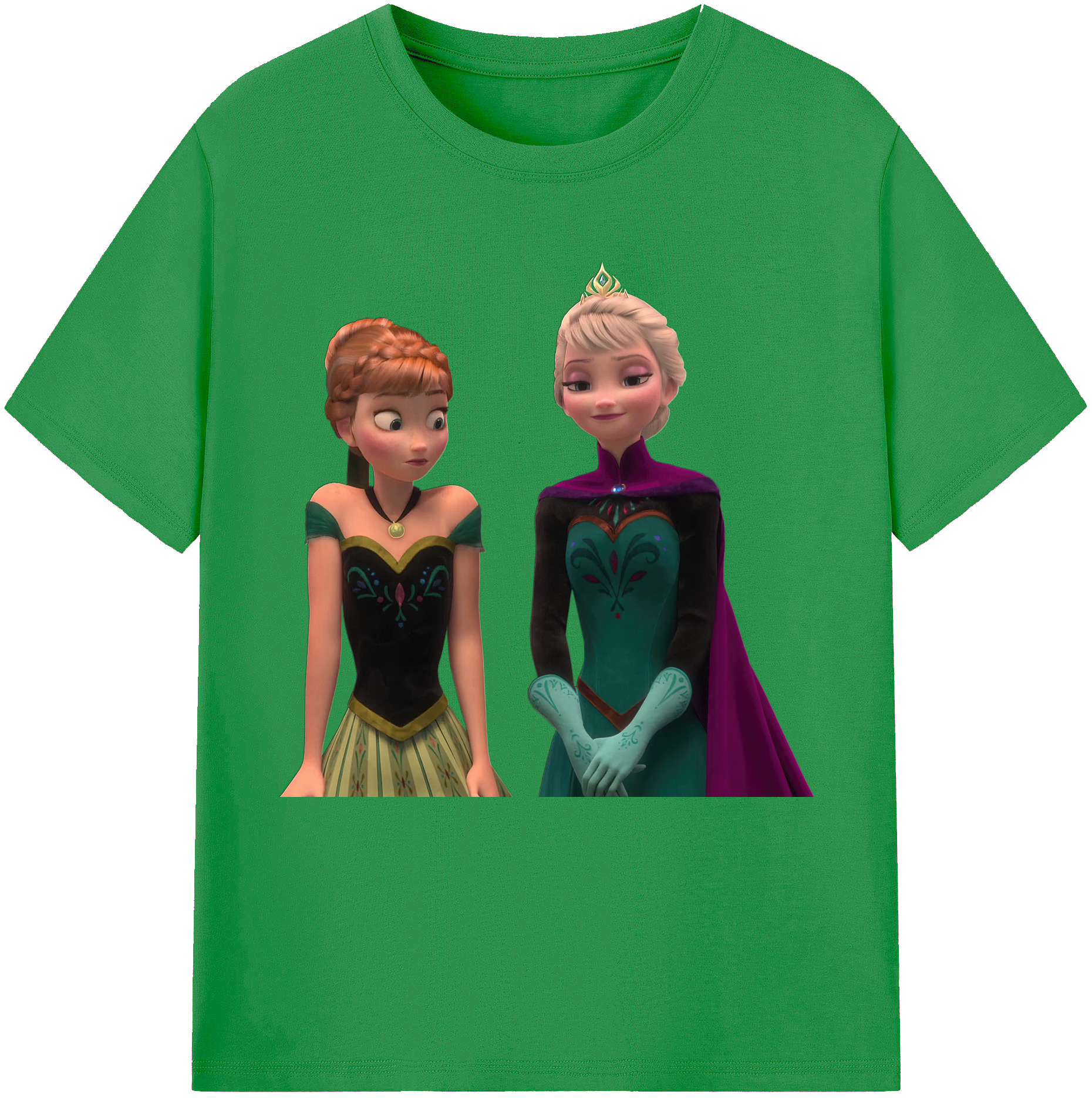 （画像用） アナと雪の女王 アンナ エルサ Frozen Anna Elsa レディースカジュアルプリントTシャツ（綿100％）