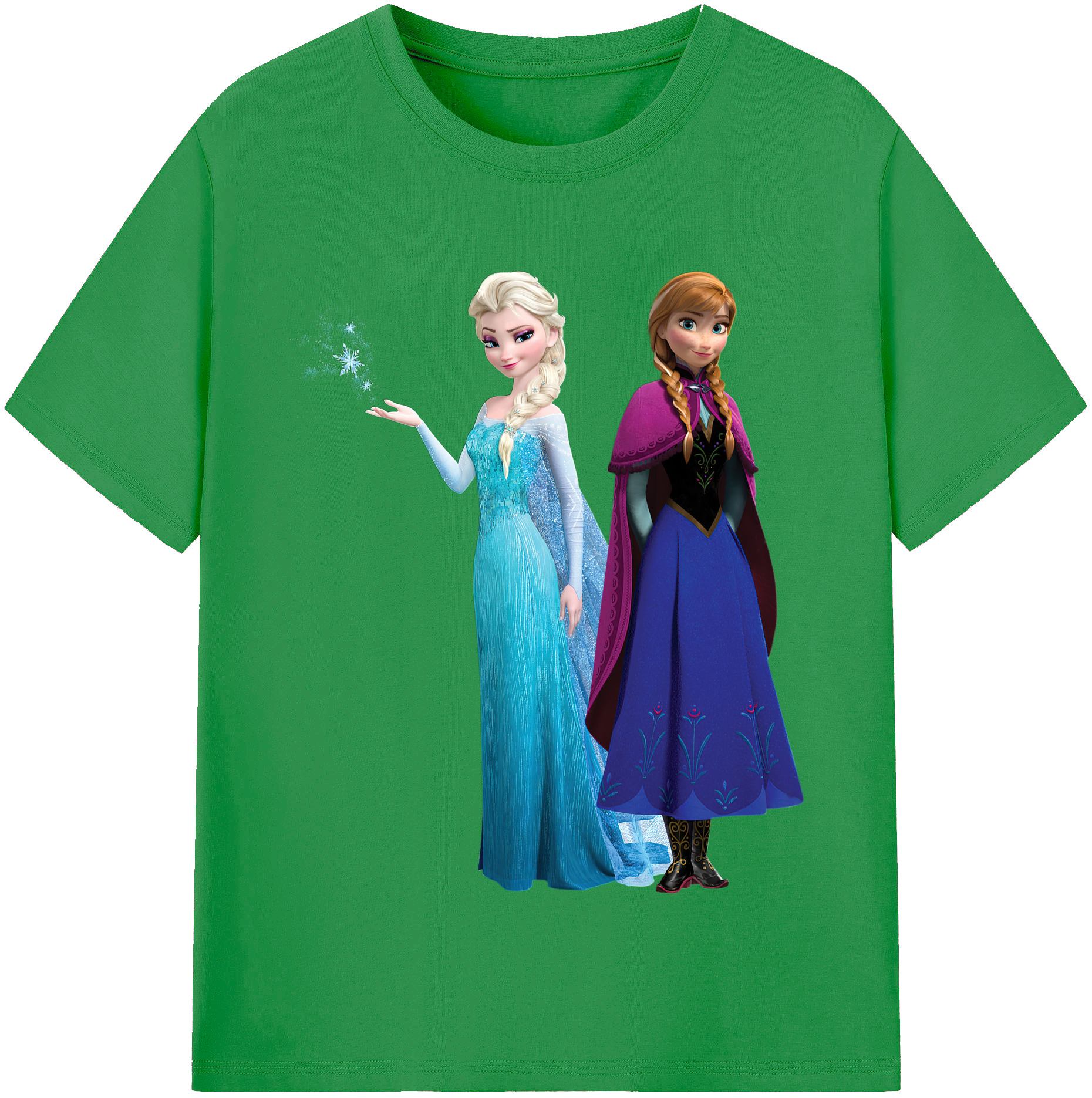 （画像用） アナと雪の女王 アンナ エルサ Frozen Anna Elsa レディースカジュアルプリントTシャツ（綿100％）