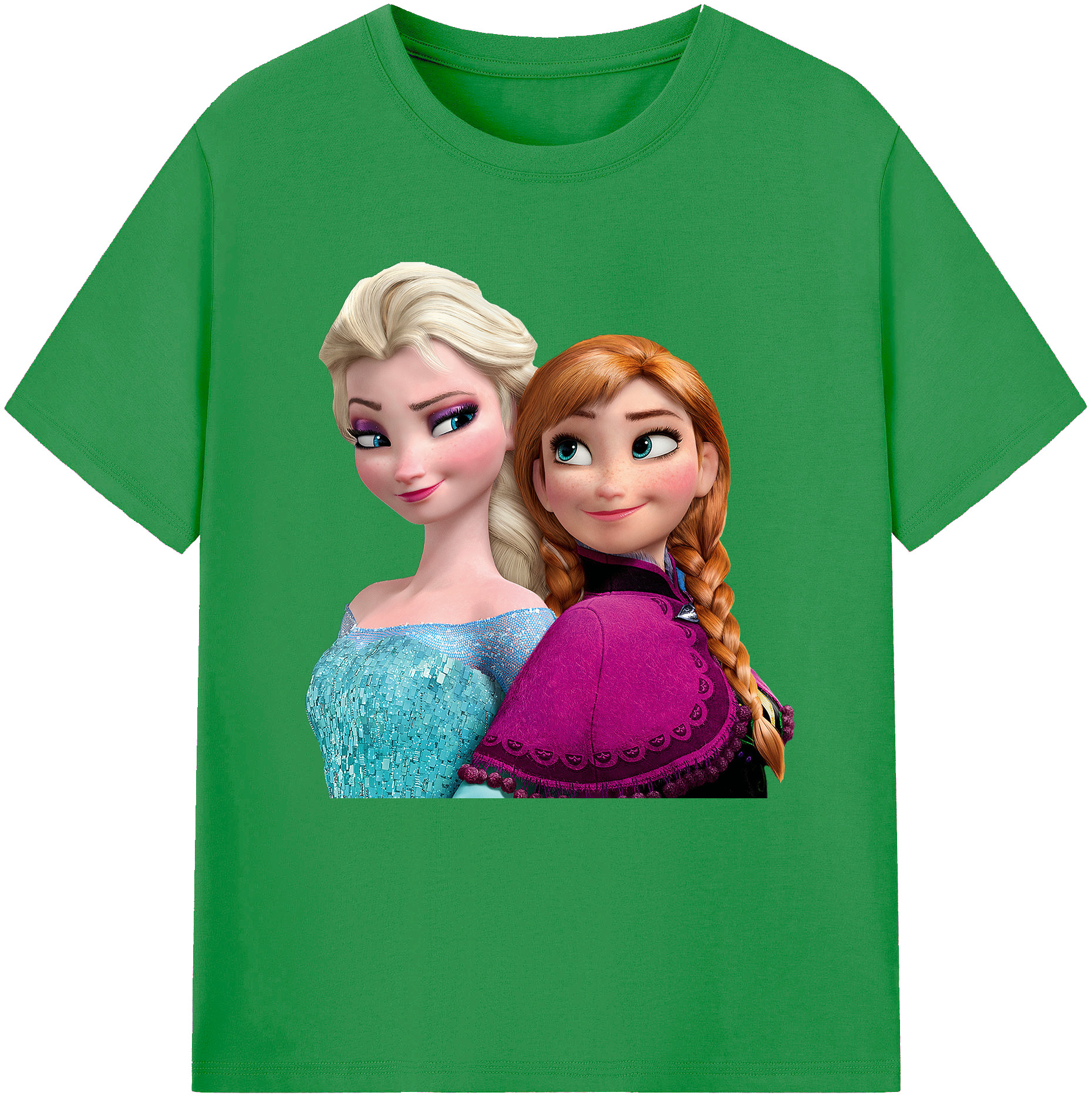 （画像用） アナと雪の女王 アンナ エルサ Frozen Anna Elsa レディースカジュアルプリントTシャツ（綿100％）