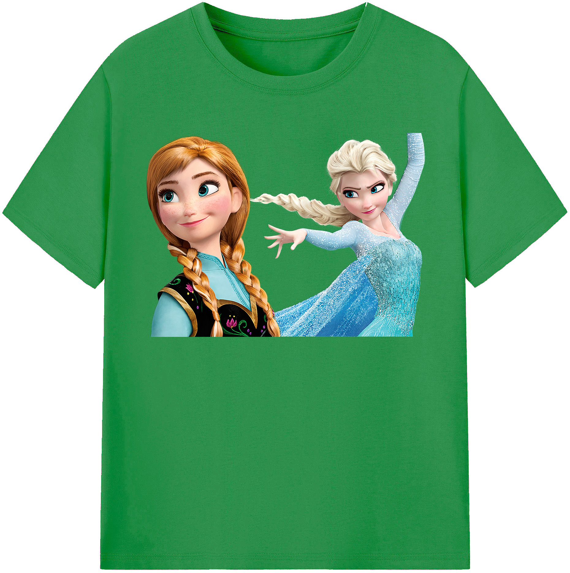（画像用） アナと雪の女王 アンナ エルサ Frozen Anna Elsa レディースカジュアルプリントTシャツ（綿100％）