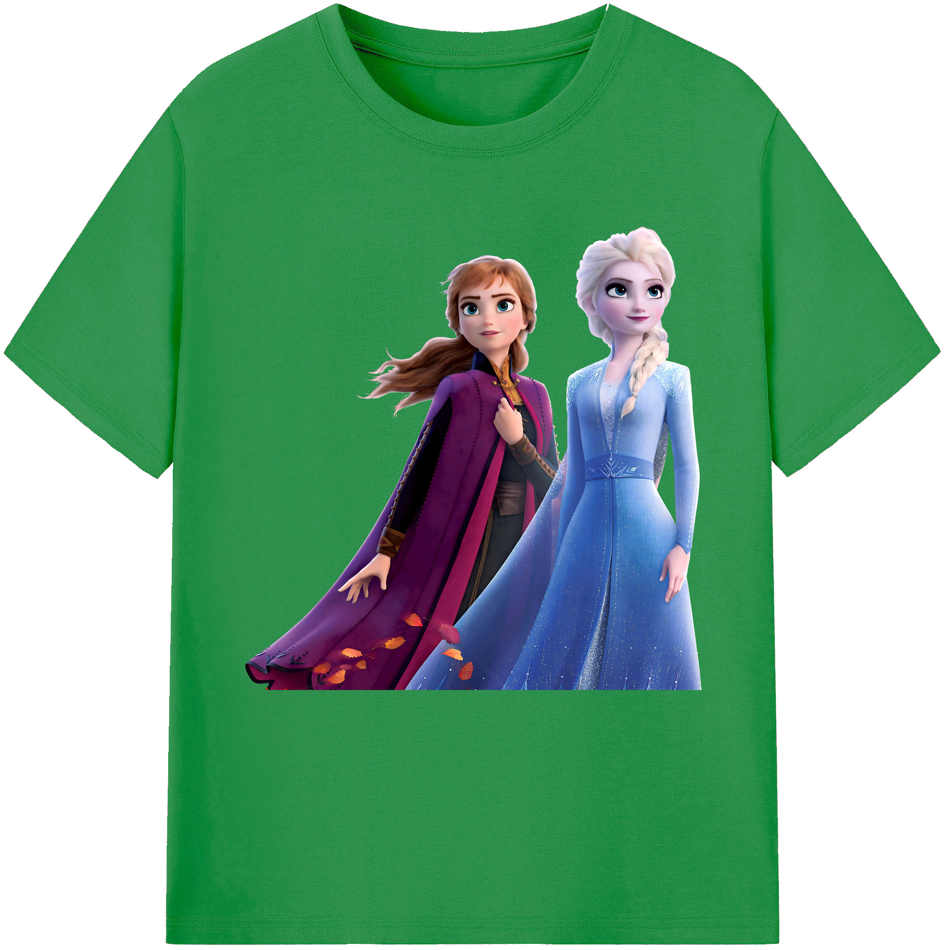 （画像用） アナと雪の女王 アンナ エルサ Frozen Anna Elsa レディースカジュアルプリントTシャツ（綿100％）