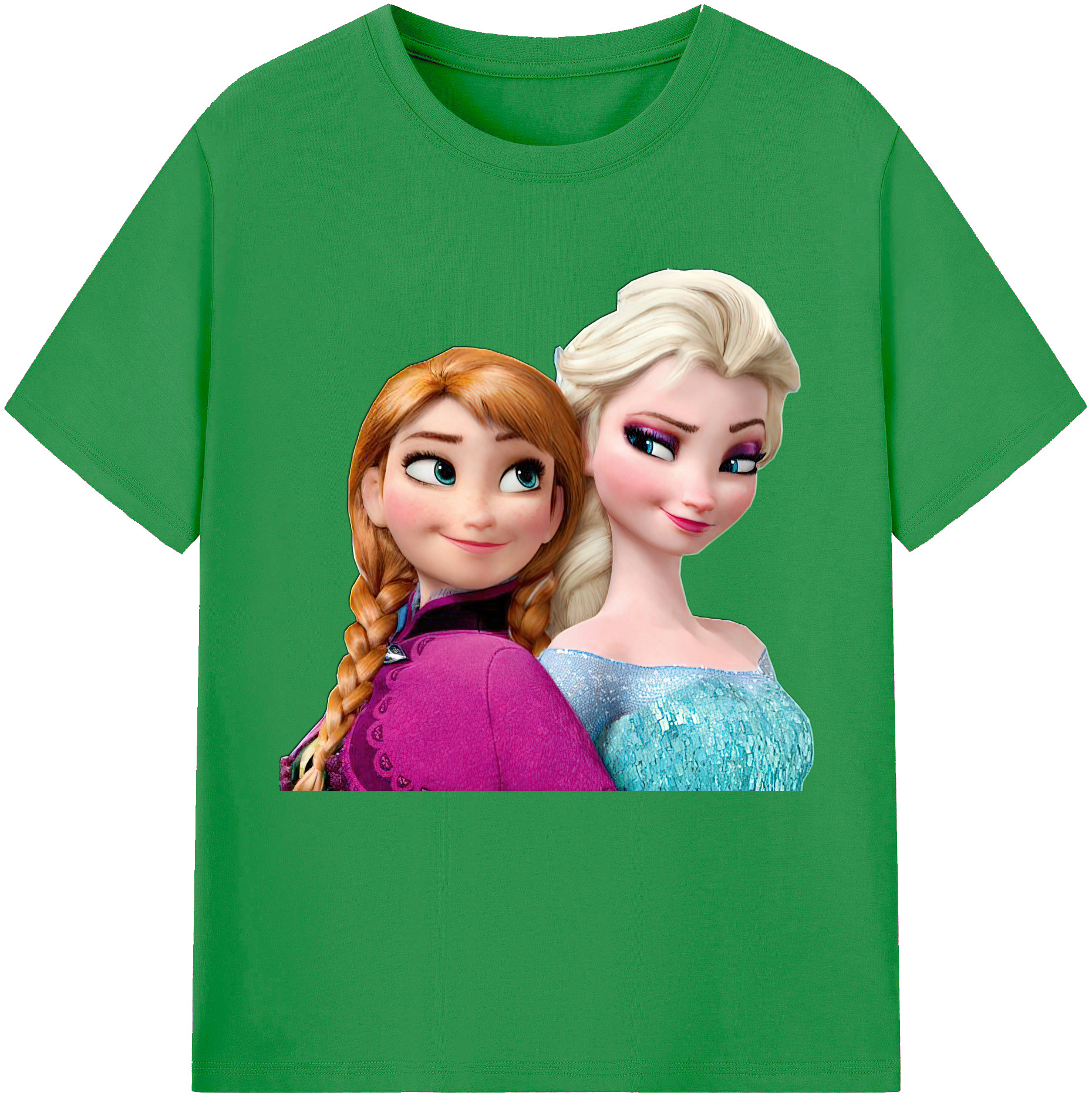 （画像用） アナと雪の女王 アンナ エルサ Frozen Anna Elsa レディースカジュアルプリントTシャツ（綿100％）