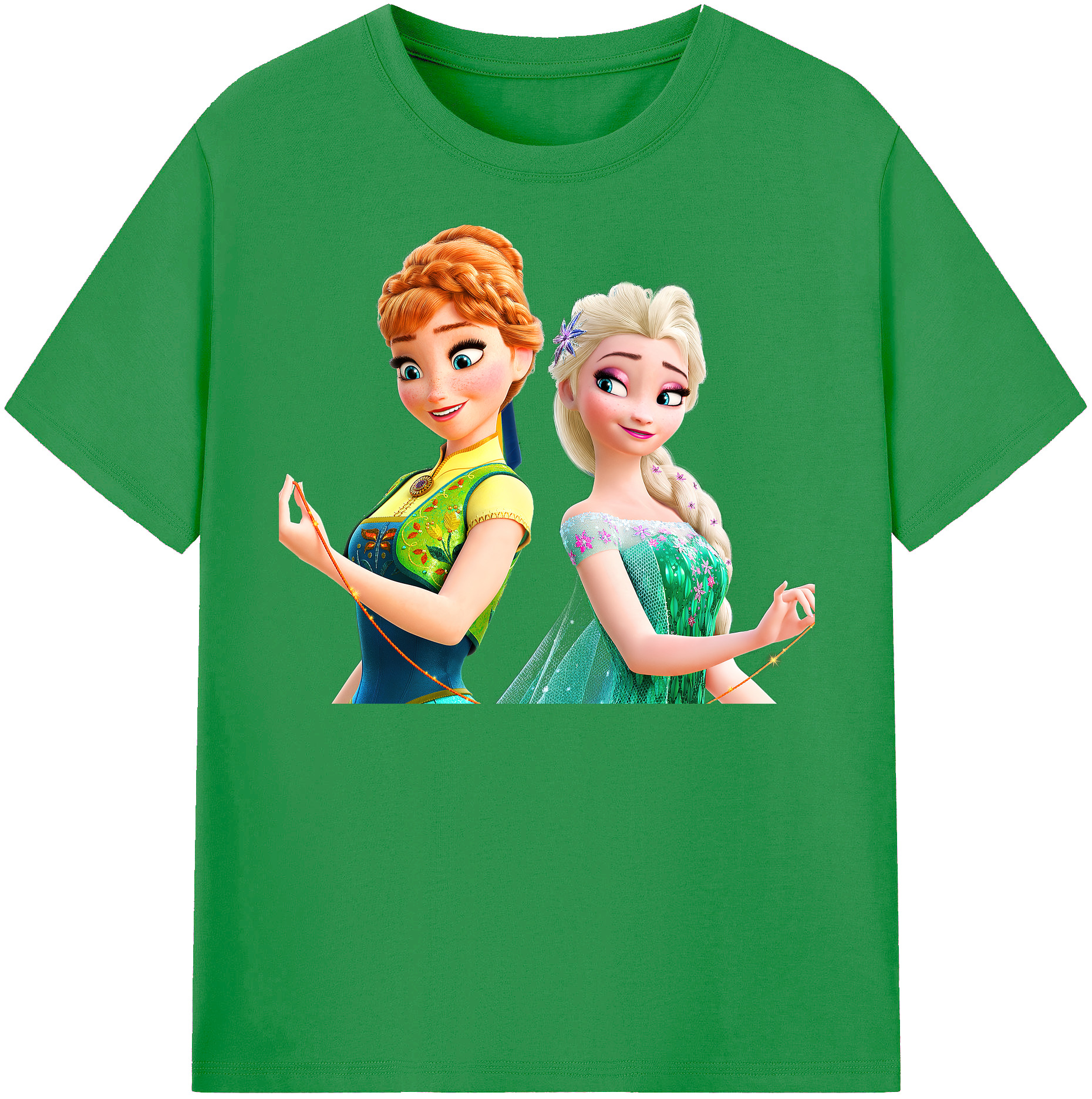 （画像用） アナと雪の女王 アンナ エルサ Frozen Anna Elsa レディースカジュアルプリントTシャツ（綿100％）