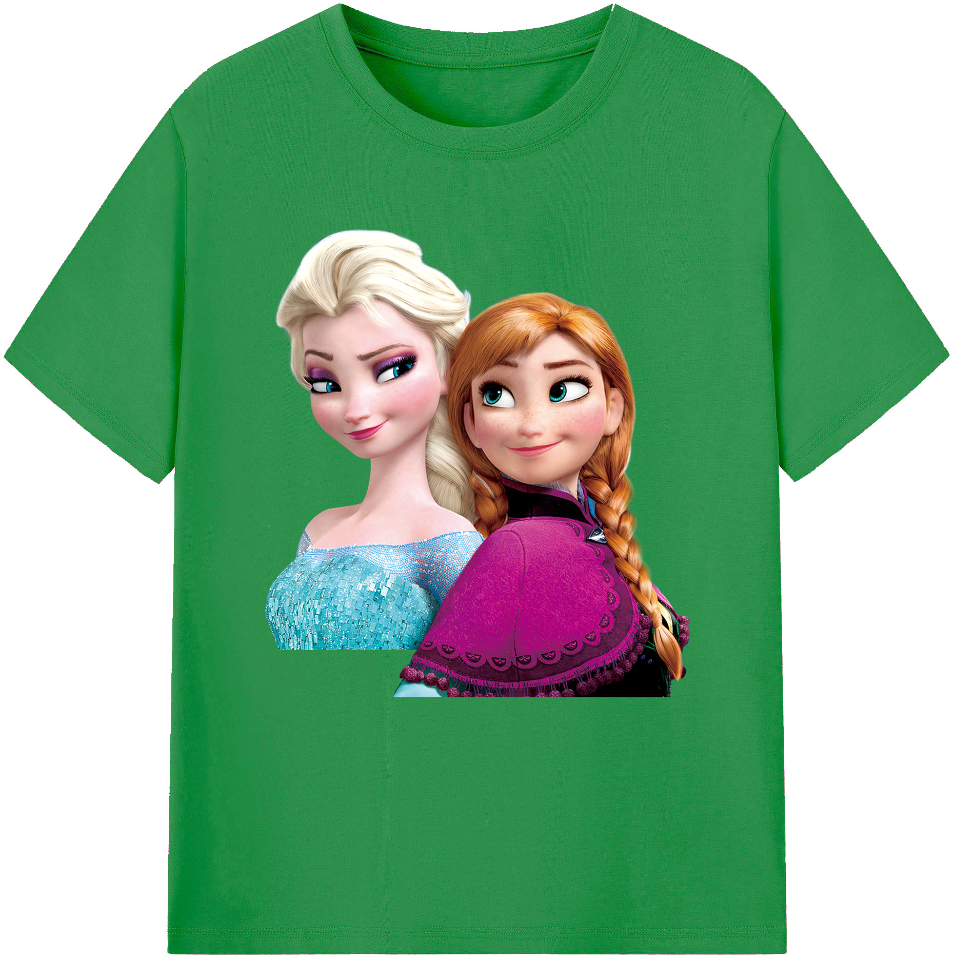 （画像用） アナと雪の女王 アンナ エルサ Frozen Anna Elsa レディースカジュアルプリントTシャツ（綿100％）