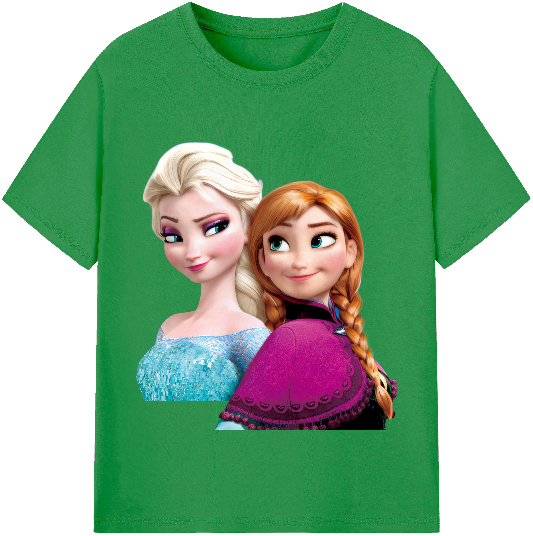 （画像用） アナと雪の女王 アンナ エルサ Frozen Anna Elsa レディースカジュアルプリントTシャツ（綿100％）