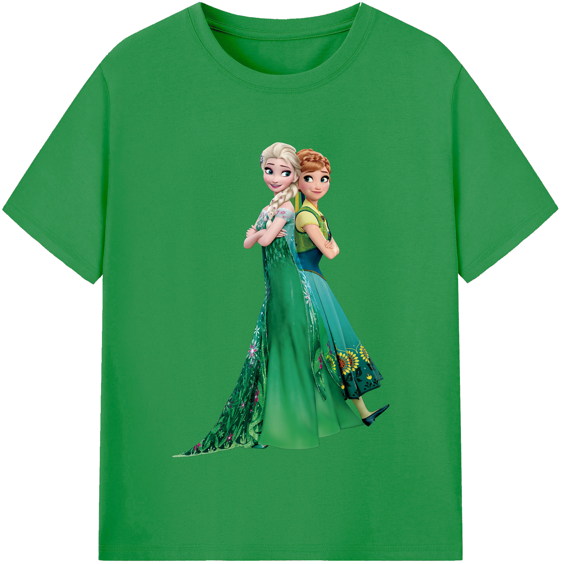 （画像用） アナと雪の女王 アンナ エルサ Frozen Anna Elsa レディースカジュアルプリントTシャツ（綿100％）