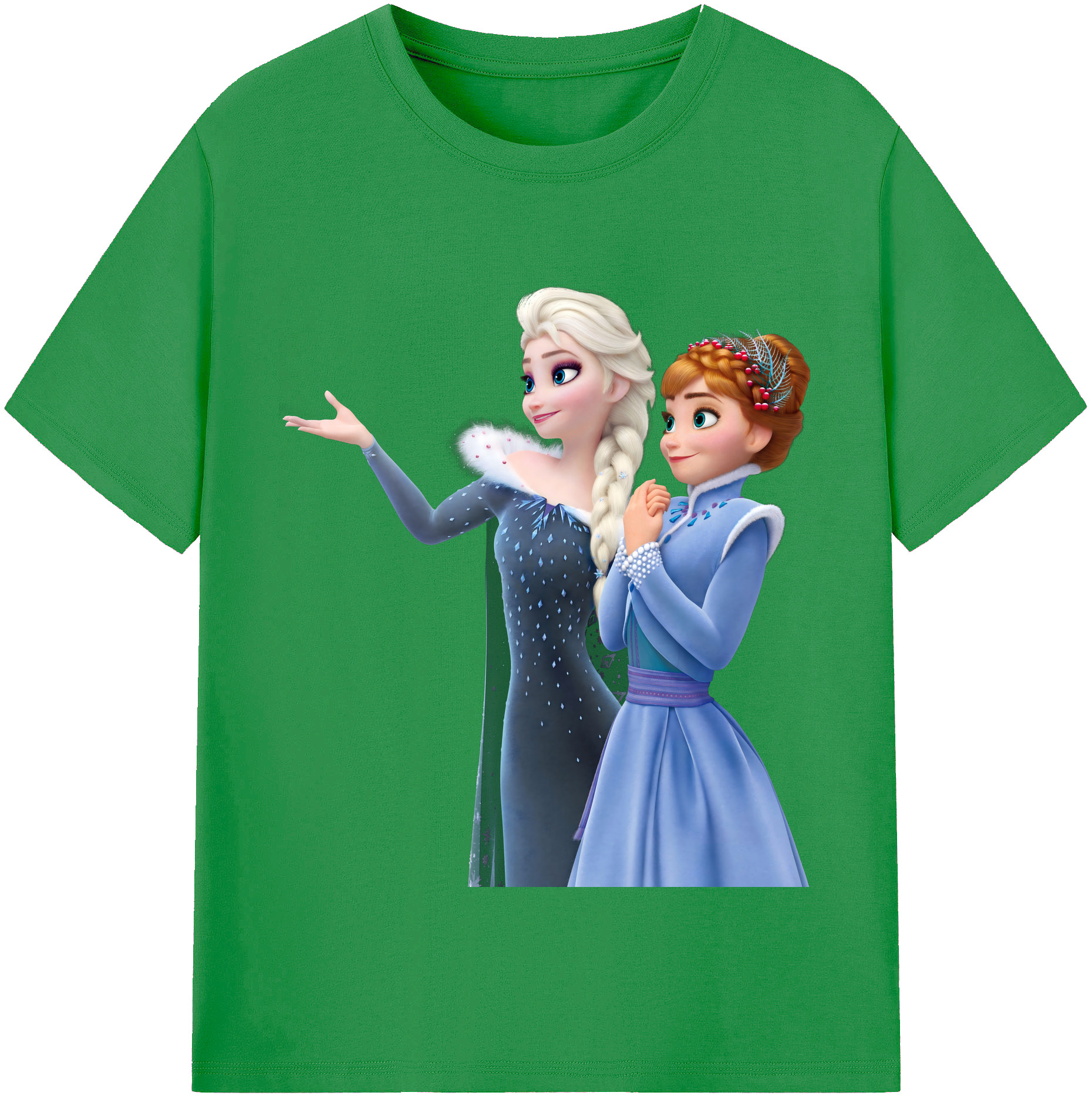 （画像用） アナと雪の女王 アンナ エルサ Frozen Anna Elsa レディースカジュアルプリントTシャツ（綿100％）