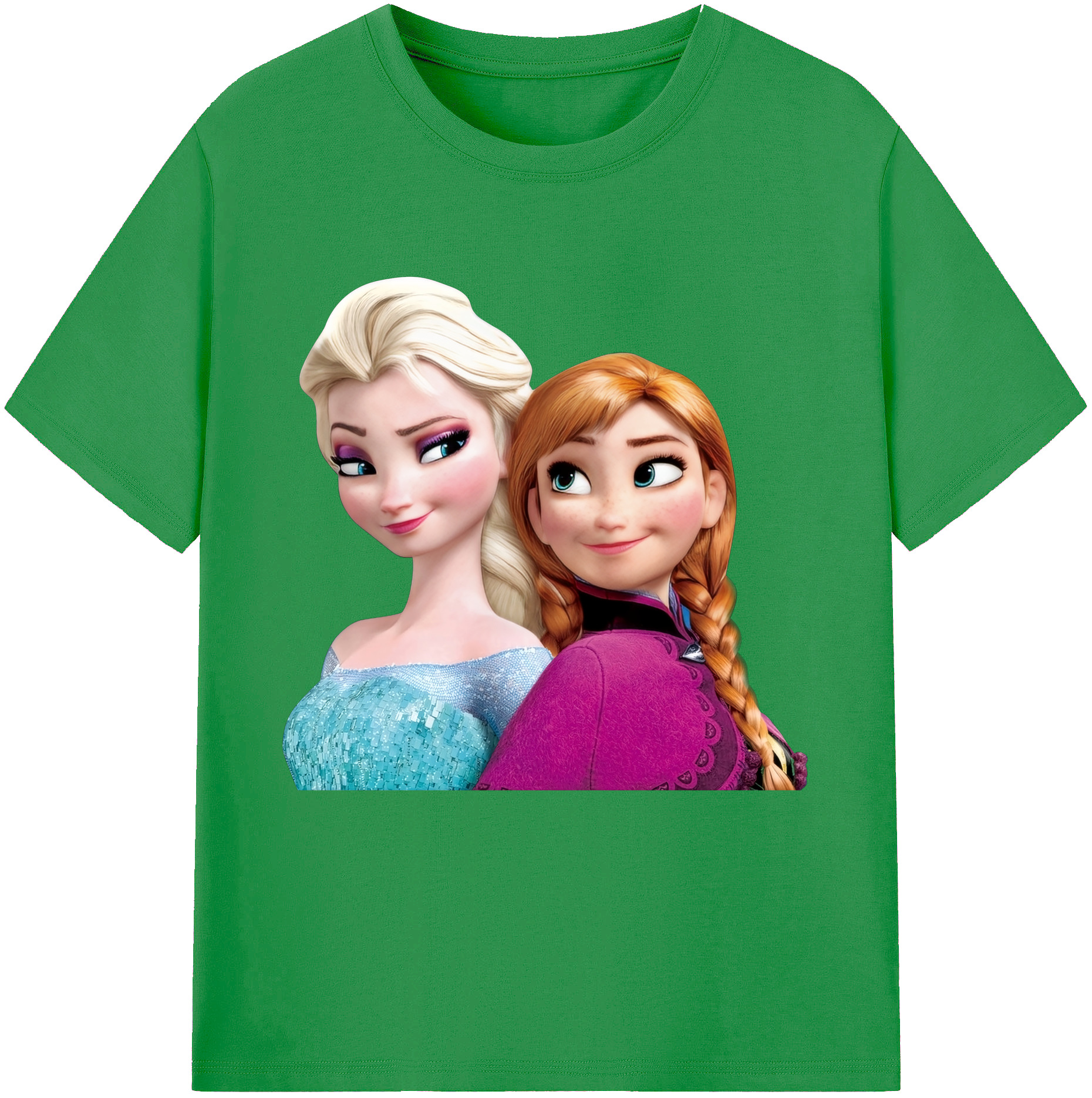 （画像用） アナと雪の女王 アンナ エルサ Frozen Anna Elsa レディースカジュアルプリントTシャツ（綿100％）