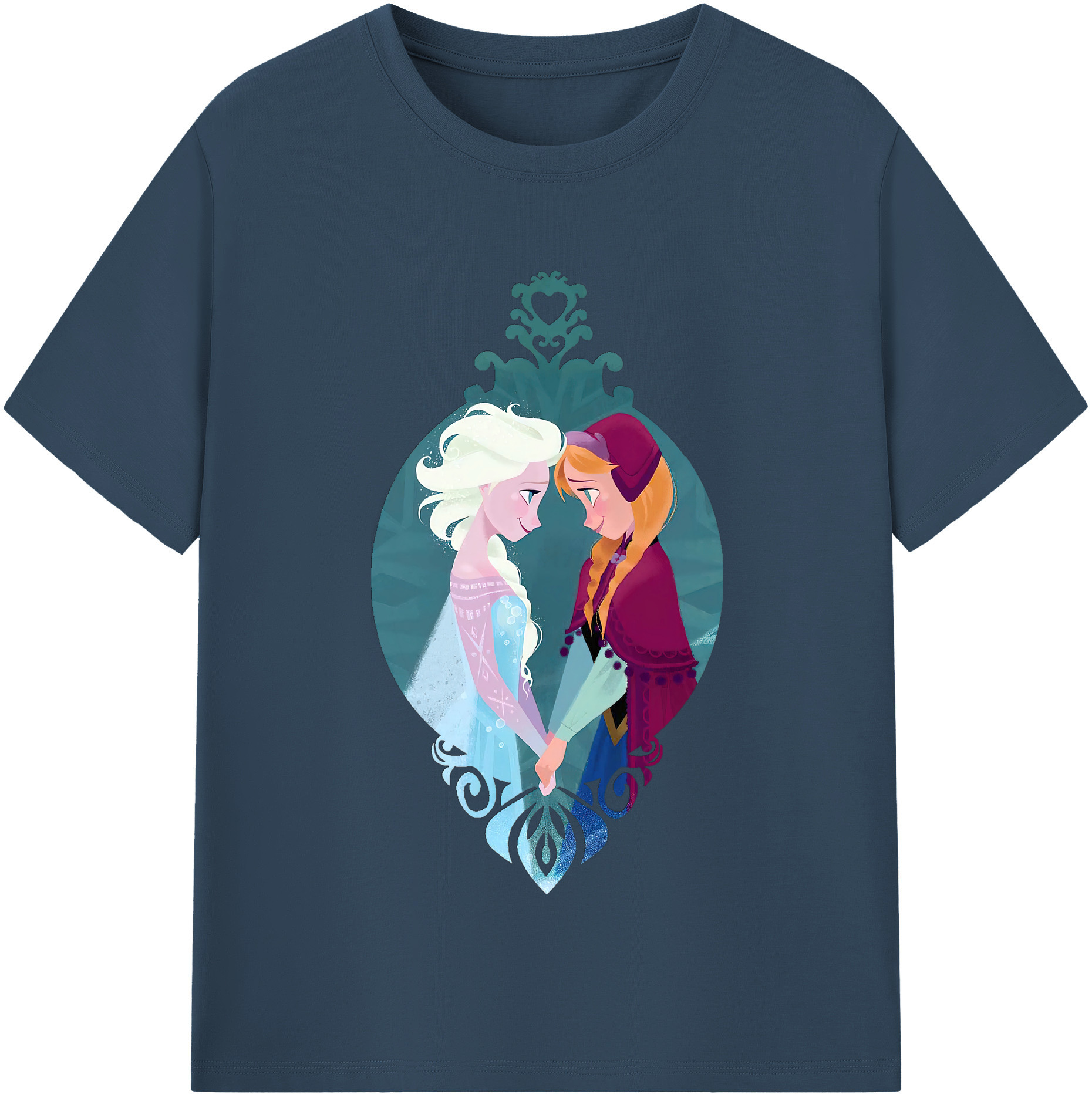（画像用） アナと雪の女王 アンナ エルサ Frozen Anna Elsa レディースカジュアルプリントTシャツ（綿100％）