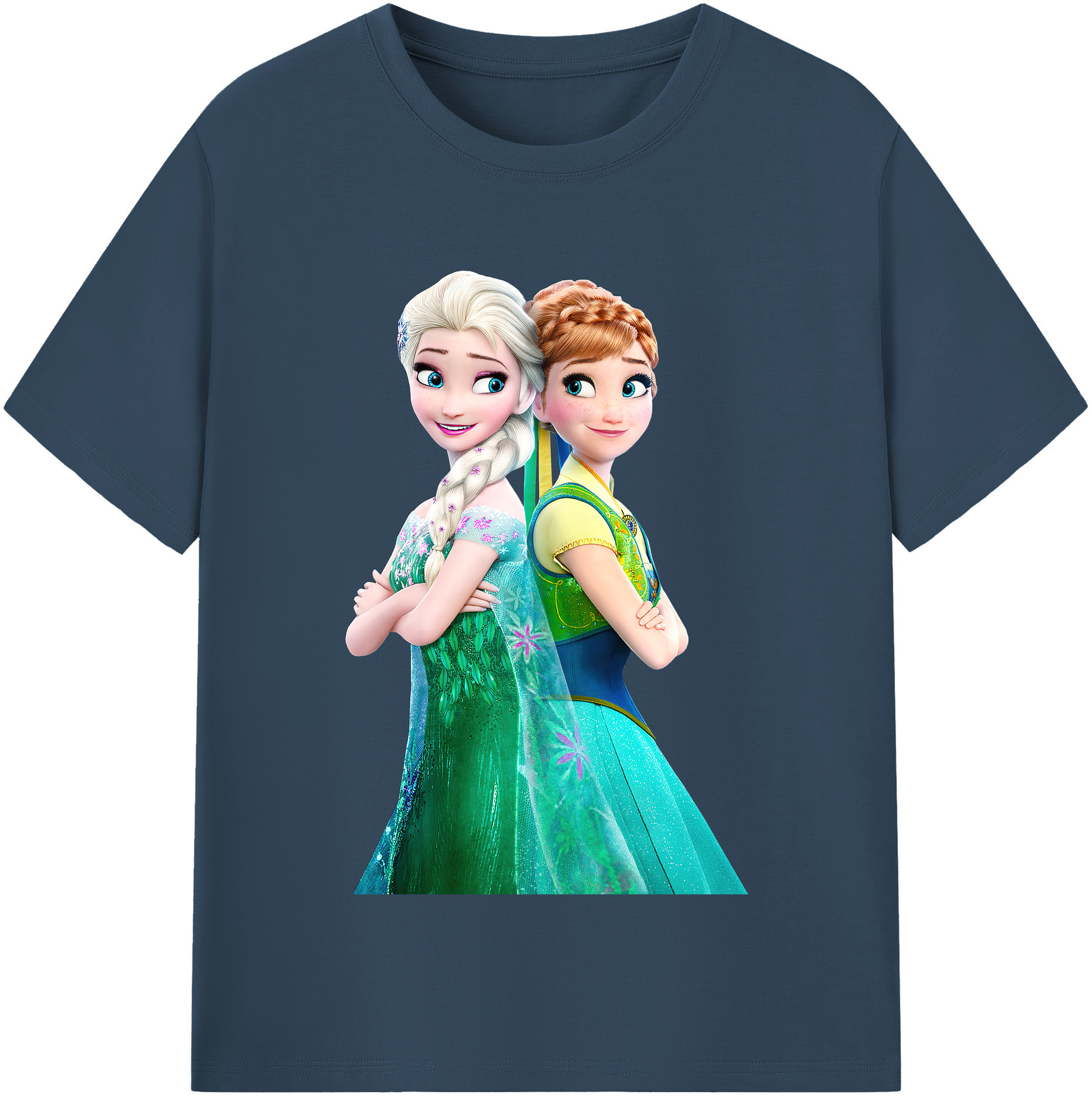 （画像用） アナと雪の女王 アンナ エルサ Frozen Anna Elsa レディースカジュアルプリントTシャツ（綿100％）