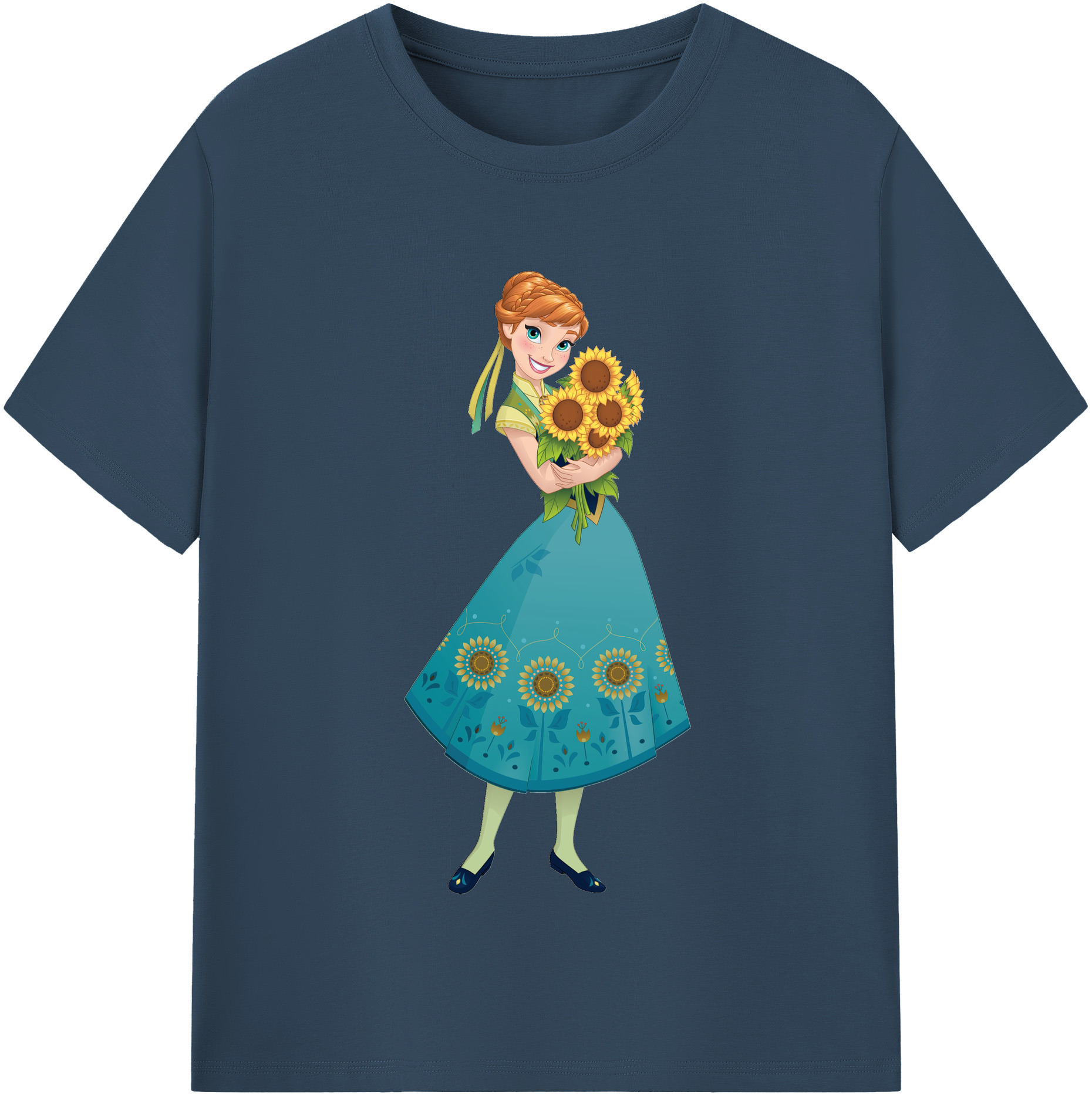 （画像用） アナと雪の女王 アンナ エルサ Frozen Anna Elsa レディースカジュアルプリントTシャツ（綿100％）