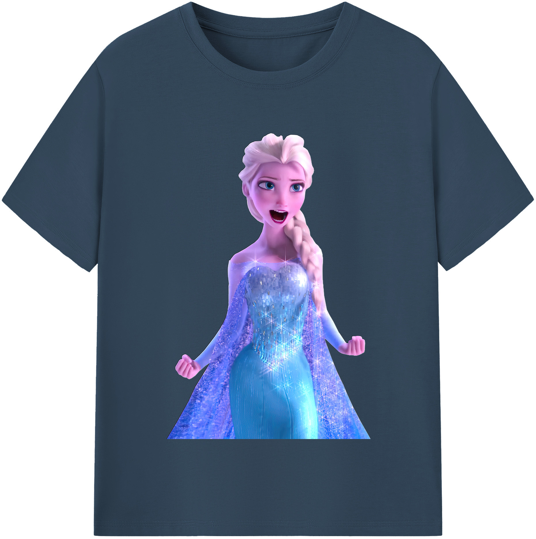（画像用） アナと雪の女王 アンナ エルサ Frozen Anna Elsa レディースカジュアルプリントTシャツ（綿100％）