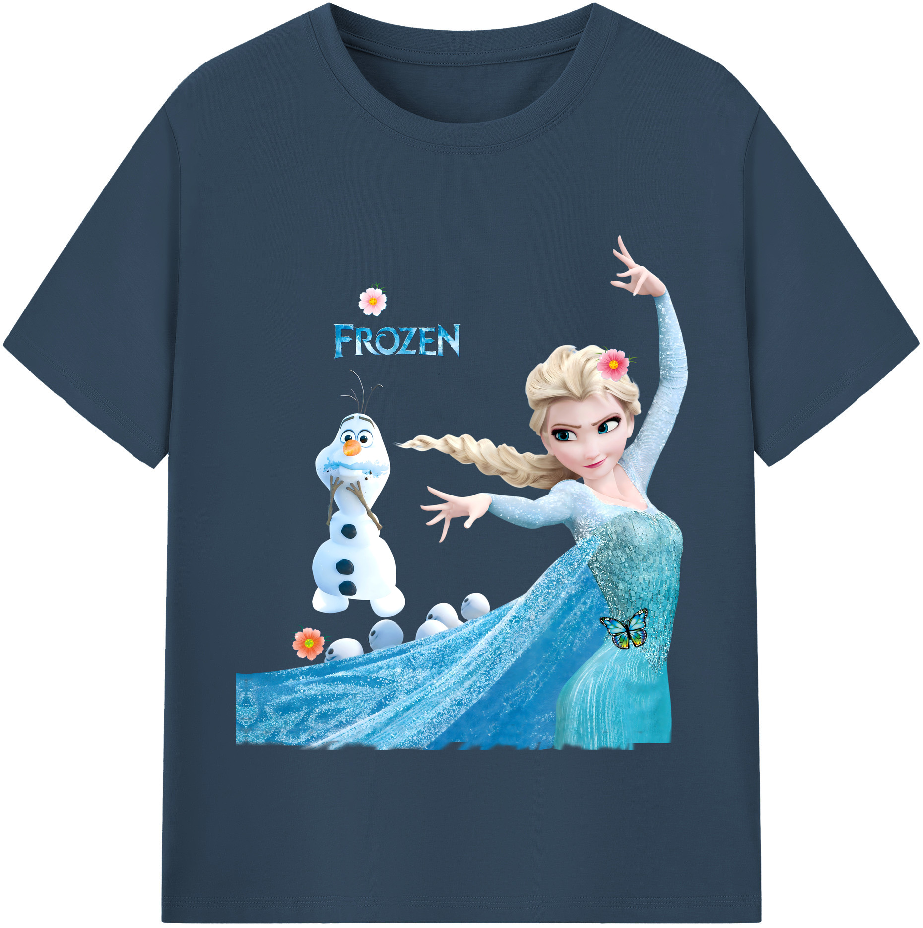 （画像用） アナと雪の女王 アンナ エルサ Frozen Anna Elsa レディースカジュアルプリントTシャツ（綿100％）