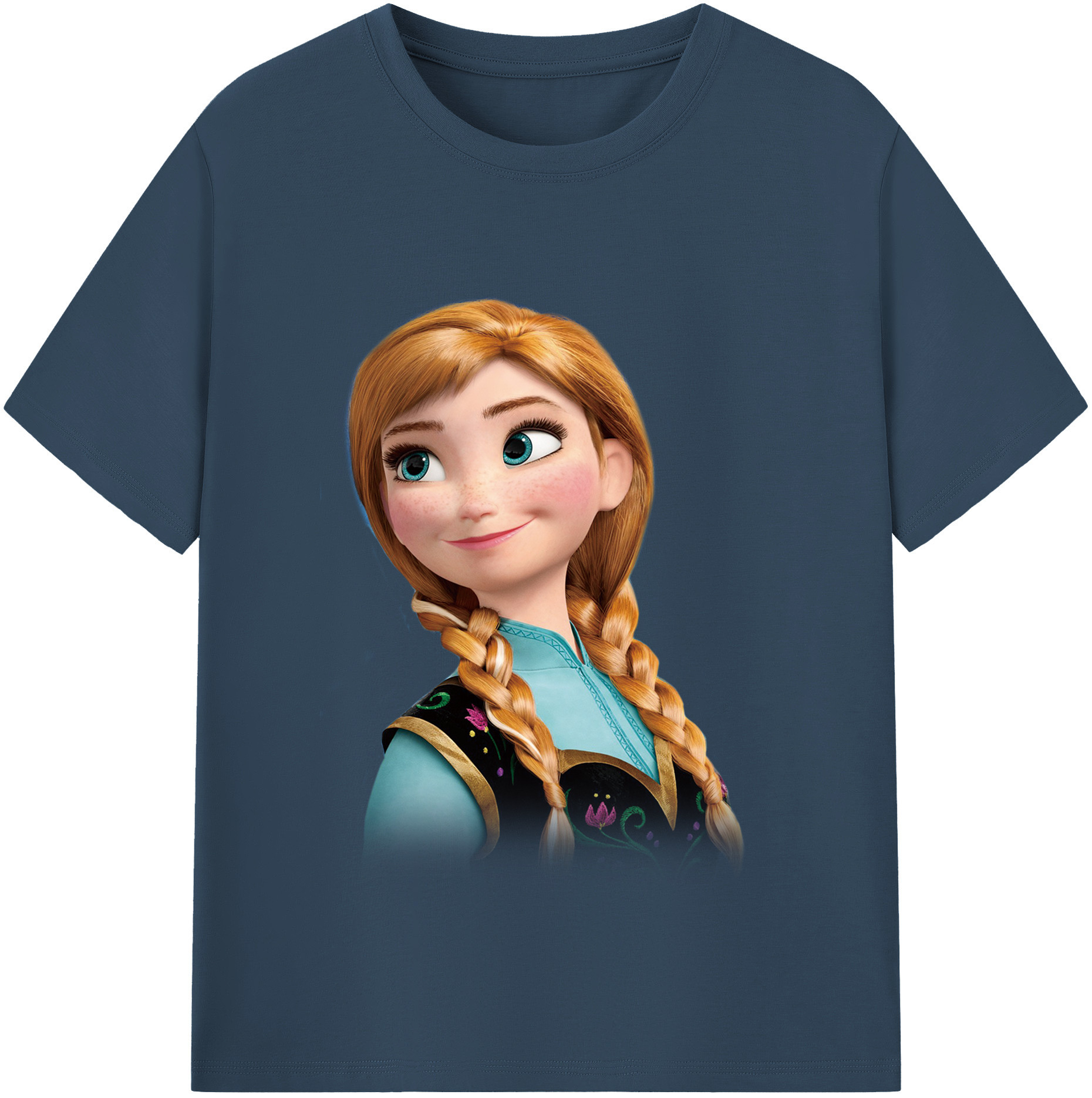（画像用） アナと雪の女王 アンナ エルサ Frozen Anna Elsa レディースカジュアルプリントTシャツ（綿100％）