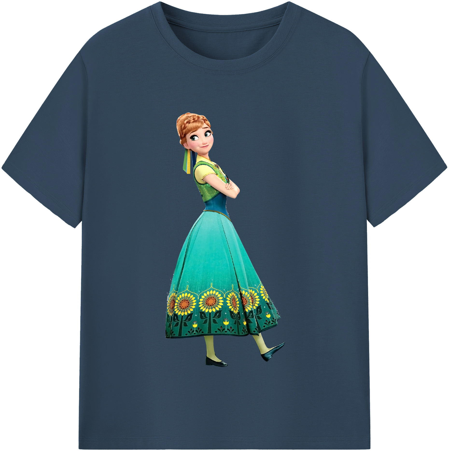 （画像用） アナと雪の女王 アンナ エルサ Frozen Anna Elsa レディースカジュアルプリントTシャツ（綿100％）